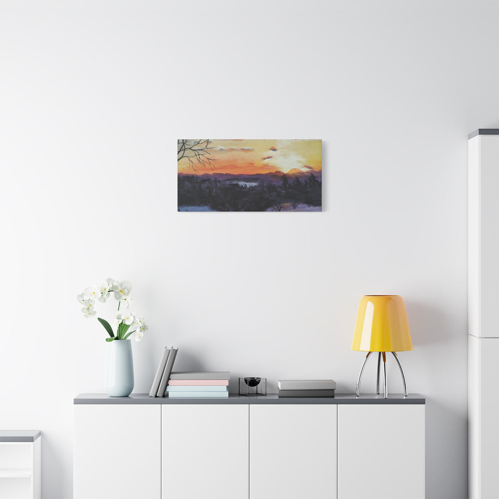 EVENING IN THE SHANDOAH VALLY - Sunset Winter Landscape Canvas Print — Matte Stretched Wall Art