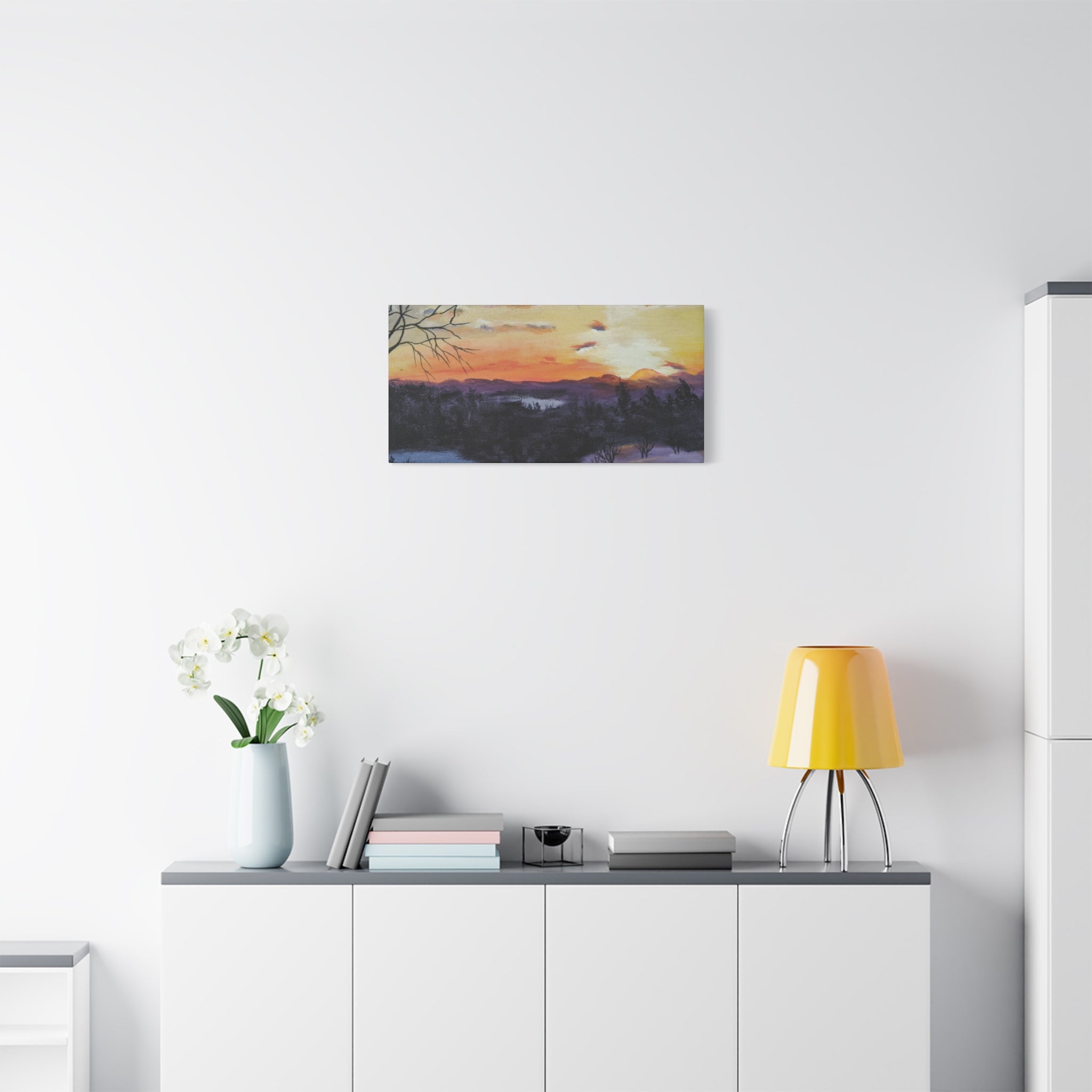 EVENING IN THE SHANDOAH VALLY - Sunset Winter Landscape Canvas Print — Matte Stretched Wall Art
