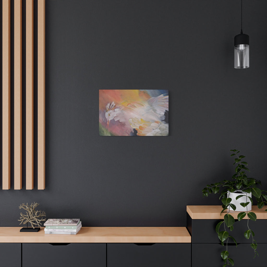 RISE OF THE RADIENT HEN - Art Canvas Print — Soft Pastel Bird Wall Art, Matte Stretched 1.25"