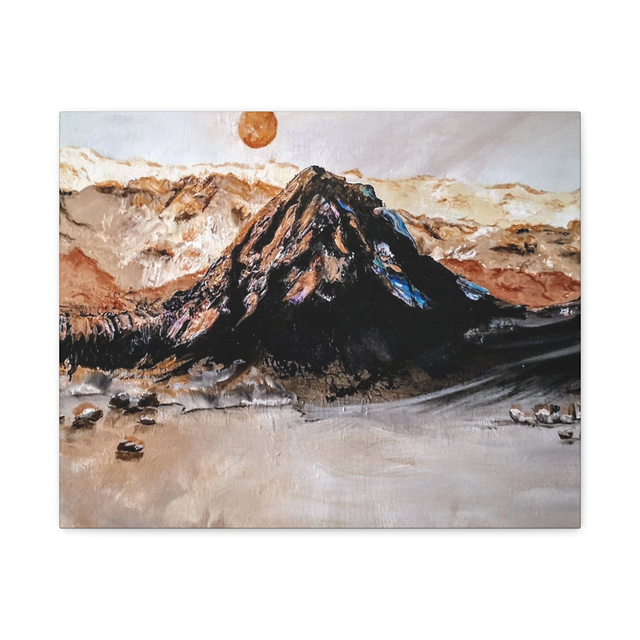 MOON OVER THE MOUNTAINS - Abstract Mountain Landscape Canvas Print — Matte Stretched Wall Art