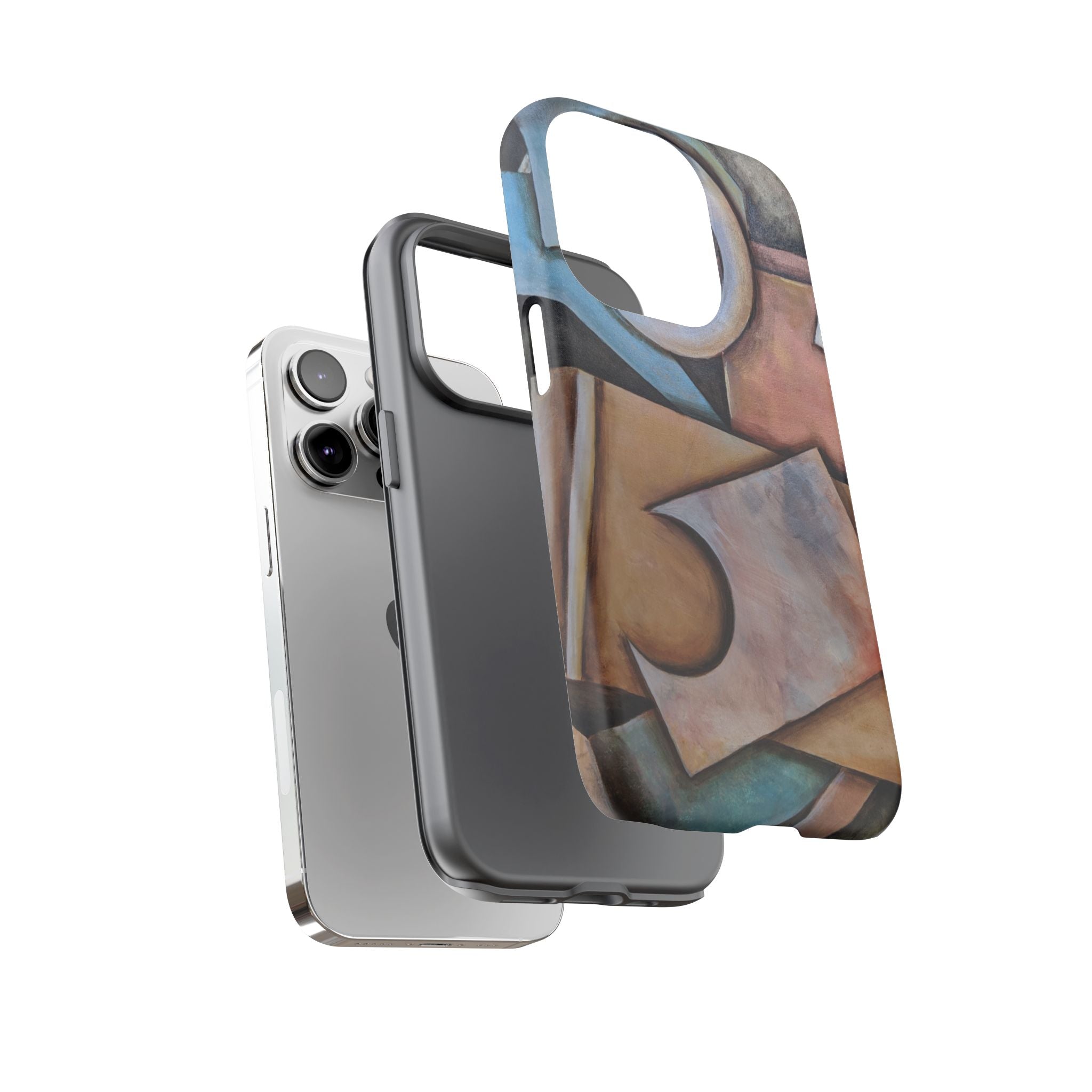 Abstract Geometric Tough Phone Case – Modern Cubist Art Protection