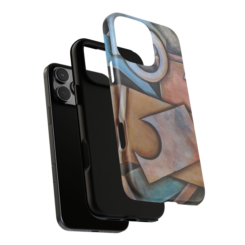 Abstract Geometric Tough Phone Case – Modern Cubist Art Protection