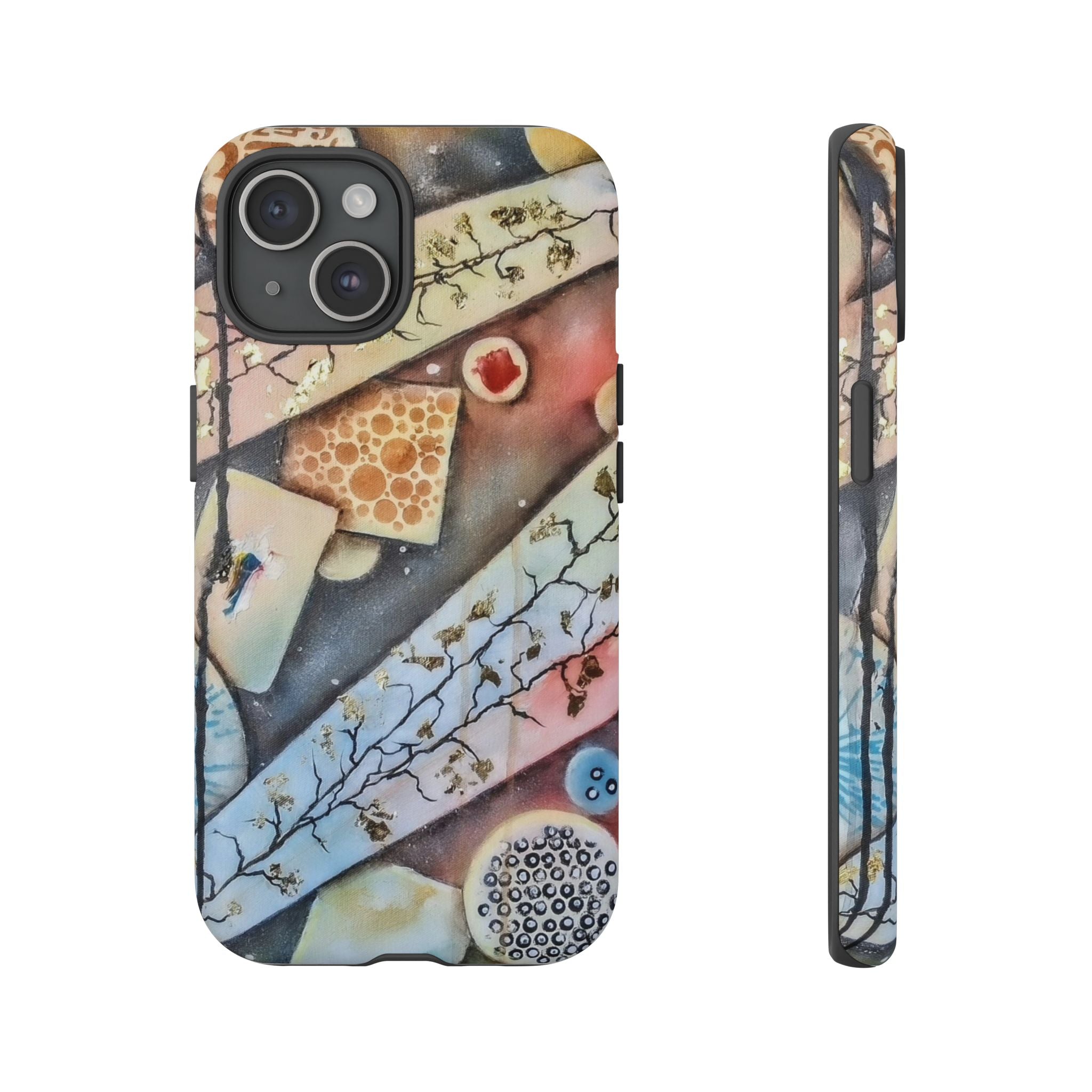 GOLDEN CARTOGRAPHY OF THE UNSEEN - Artistic Botanical Phone Case – Watercolor Nature Pattern Tough Case