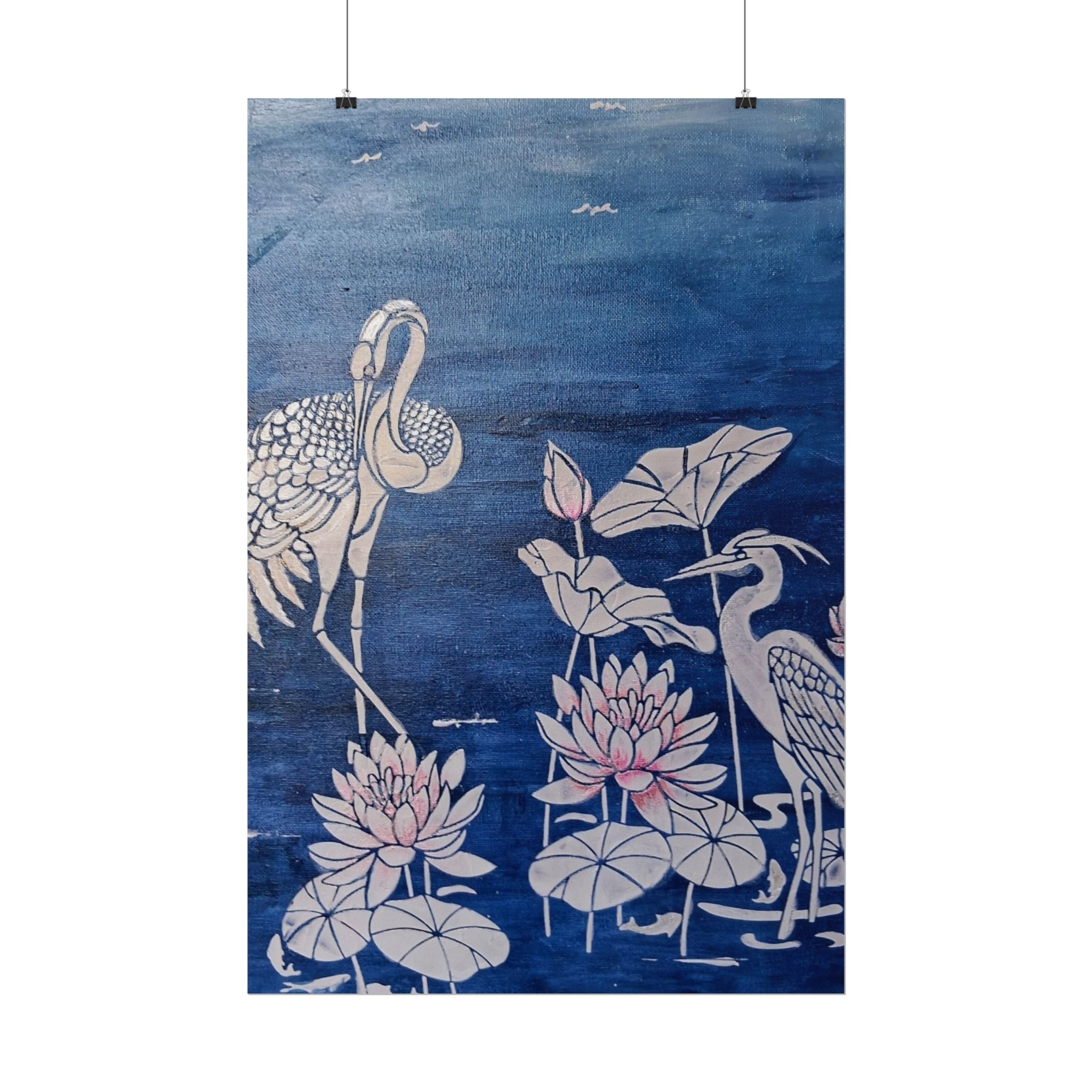WATER LILLY SONOTA - Lotus & Heron Botanical Poster
