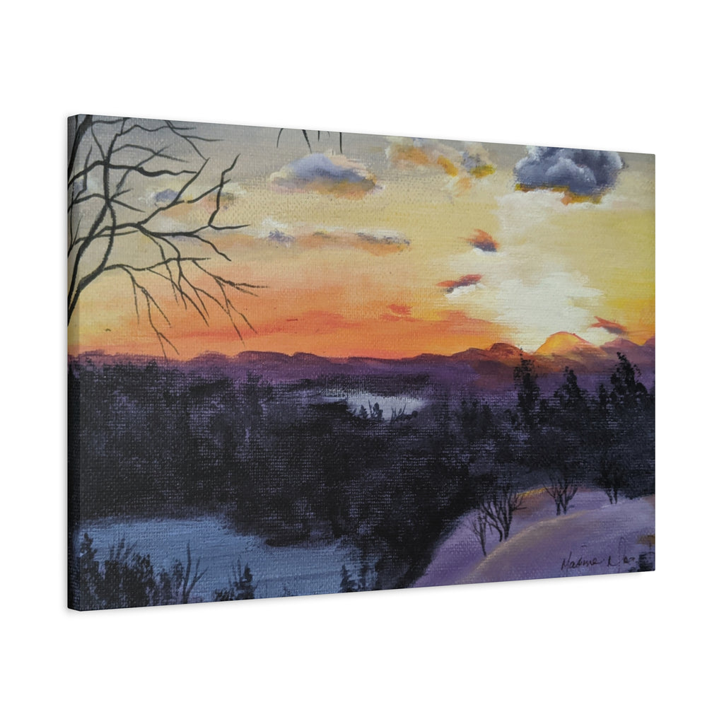EVENING IN THE SHANDOAH VALLY - Sunset Winter Landscape Canvas Print — Matte Stretched Wall Art