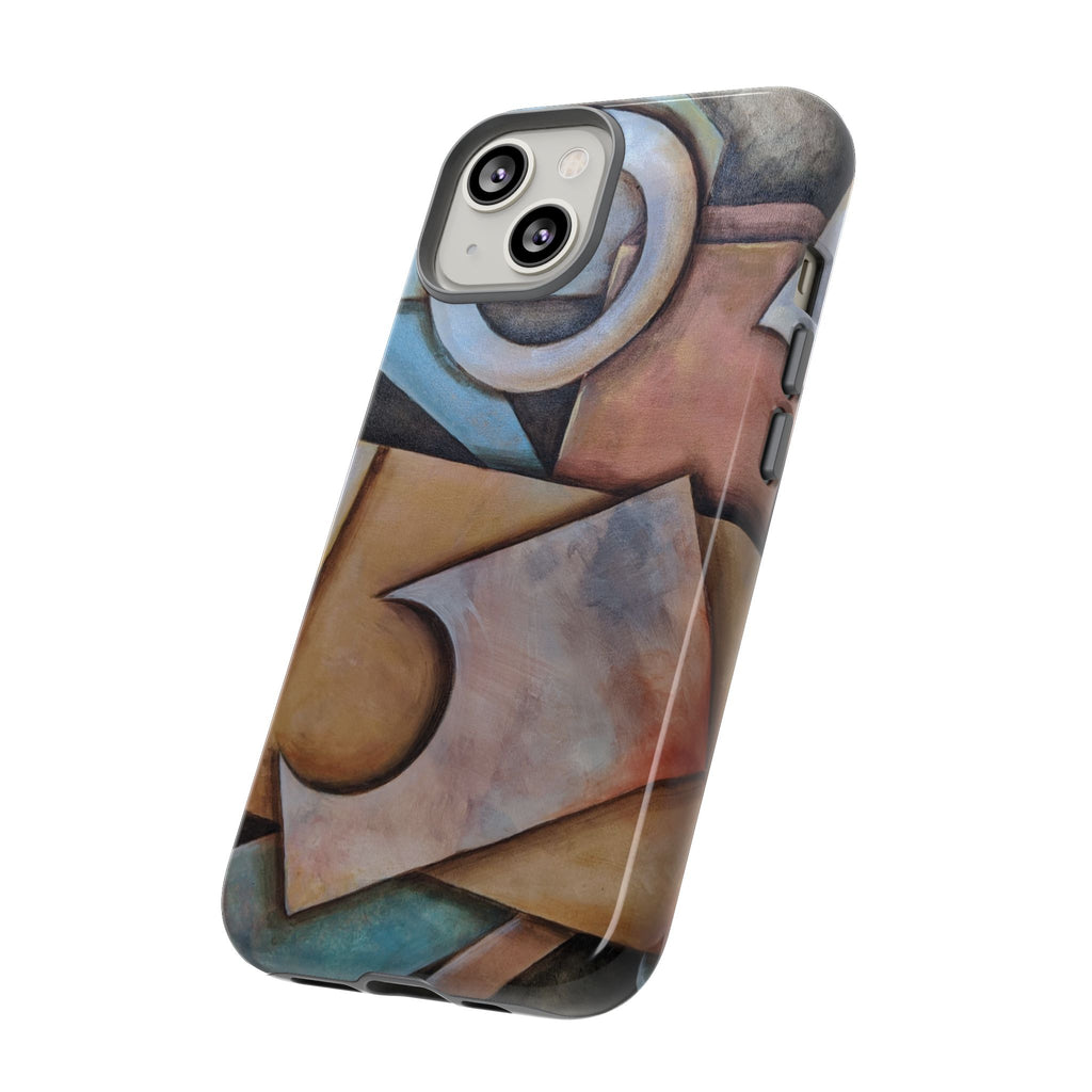 Abstract Geometric Tough Phone Case – Modern Cubist Art Protection
