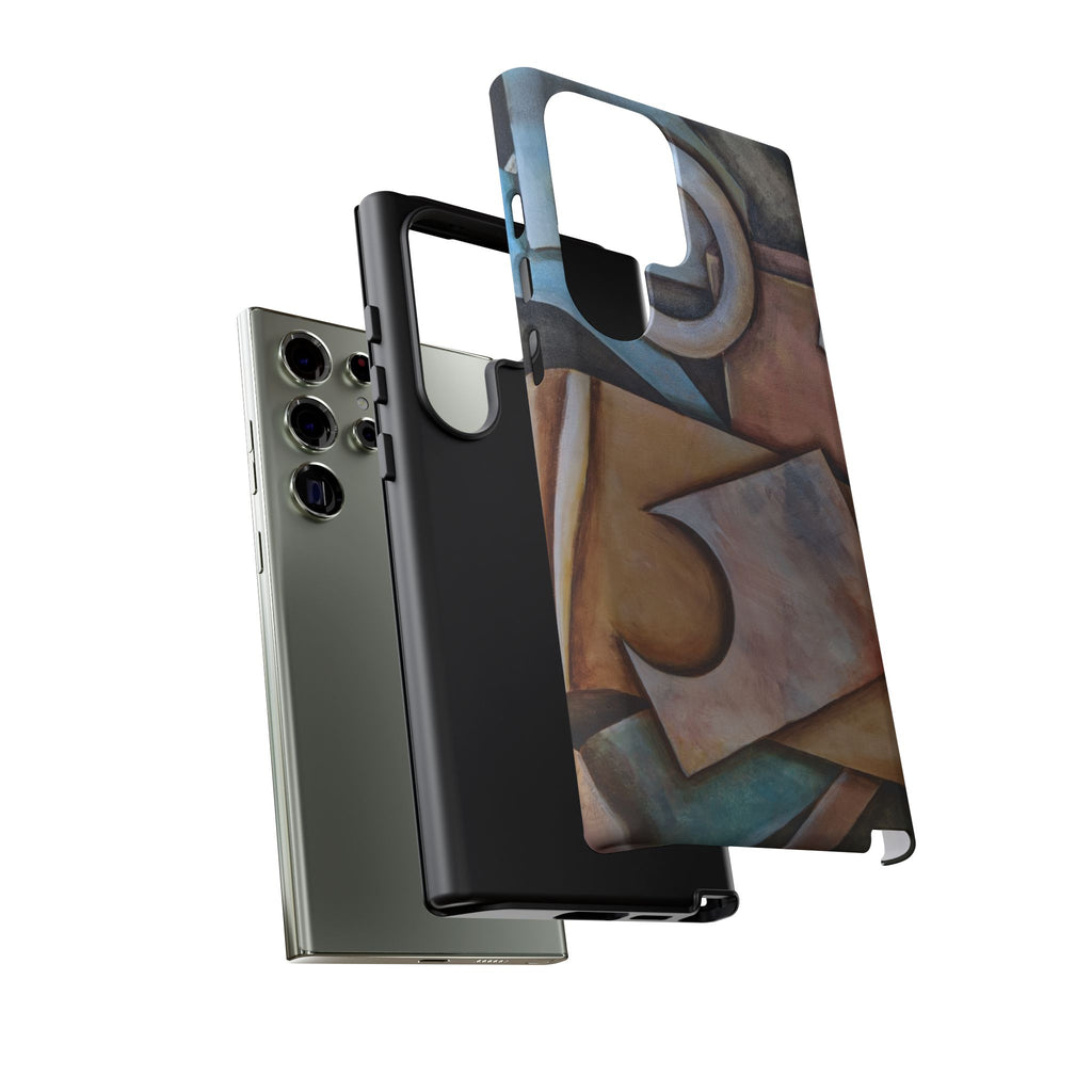 Abstract Geometric Tough Phone Case – Modern Cubist Art Protection