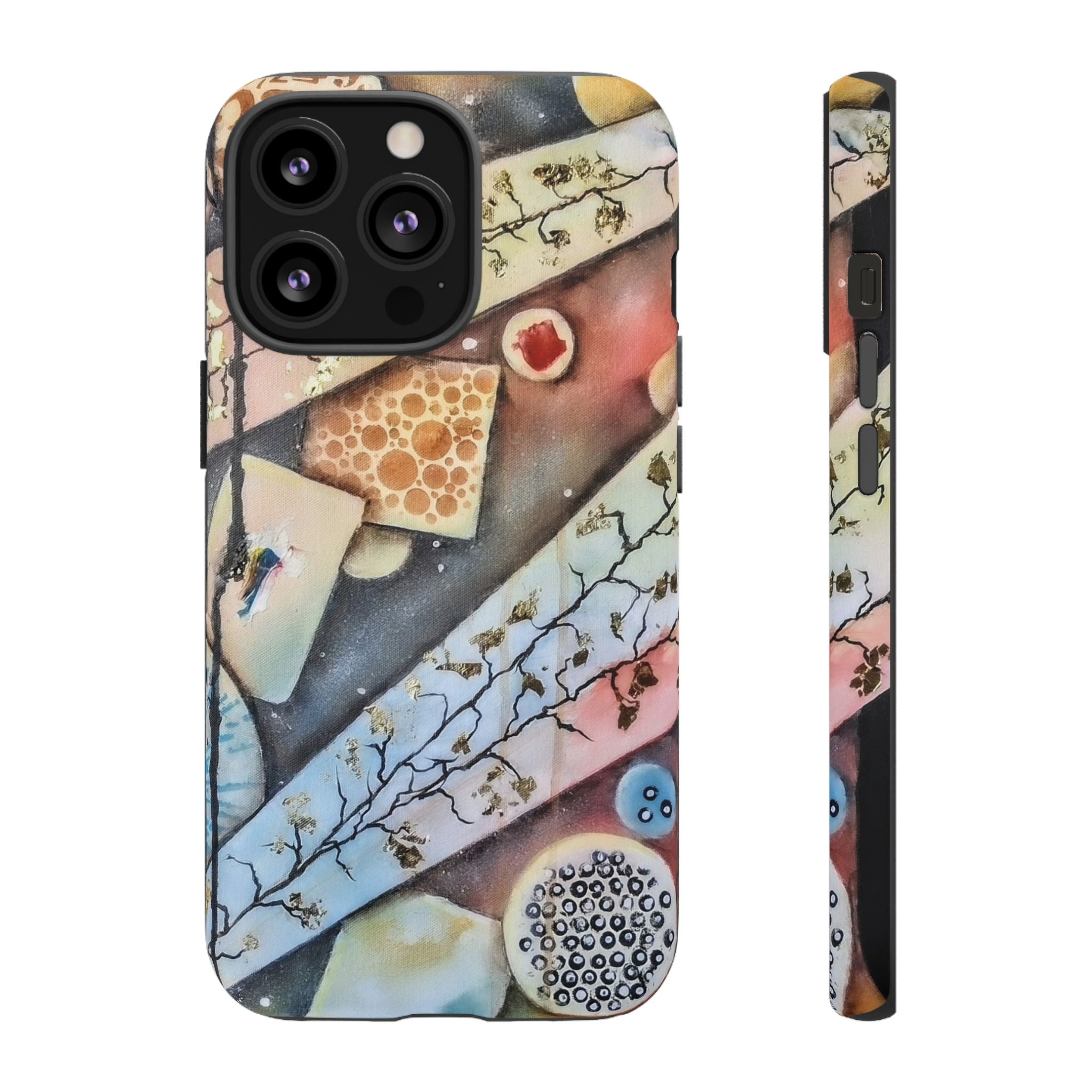 GOLDEN CARTOGRAPHY OF THE UNSEEN - Artistic Botanical Phone Case – Watercolor Nature Pattern Tough Case