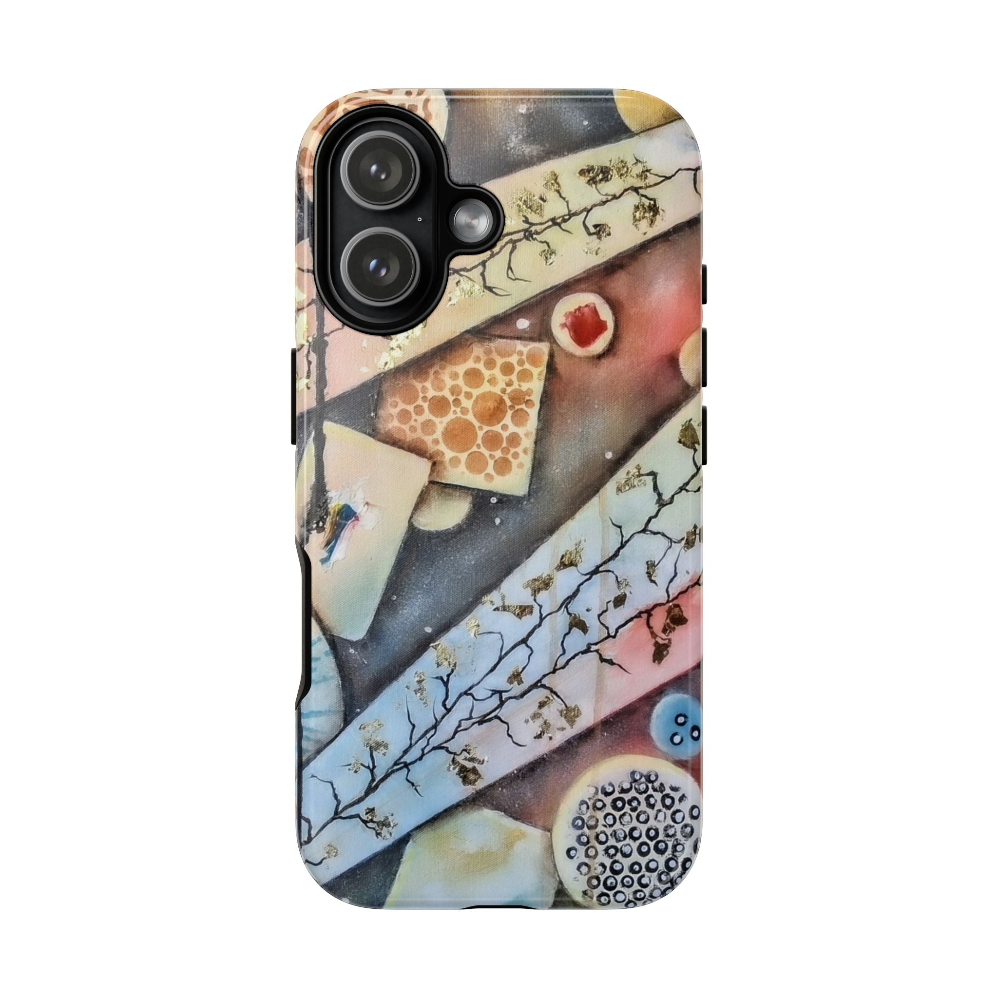 GOLDEN CARTOGRAPHY OF THE UNSEEN - Artistic Botanical Phone Case – Watercolor Nature Pattern Tough Case