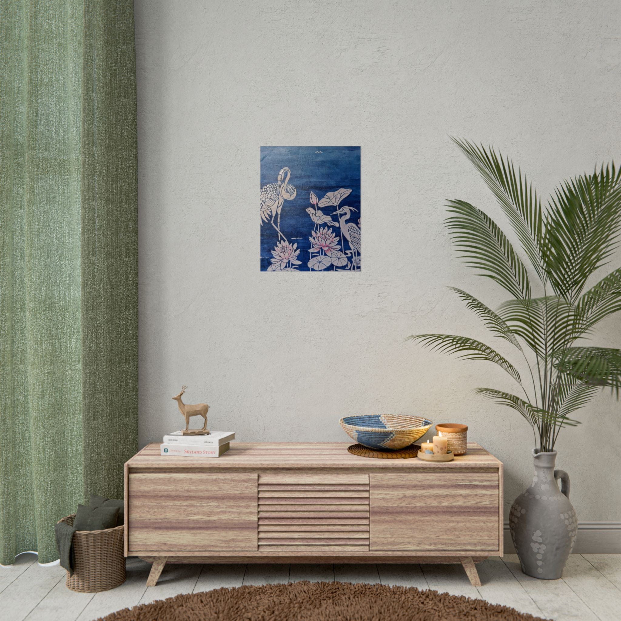 WATER LILLY SONOTA - Lotus & Heron Botanical Poster
