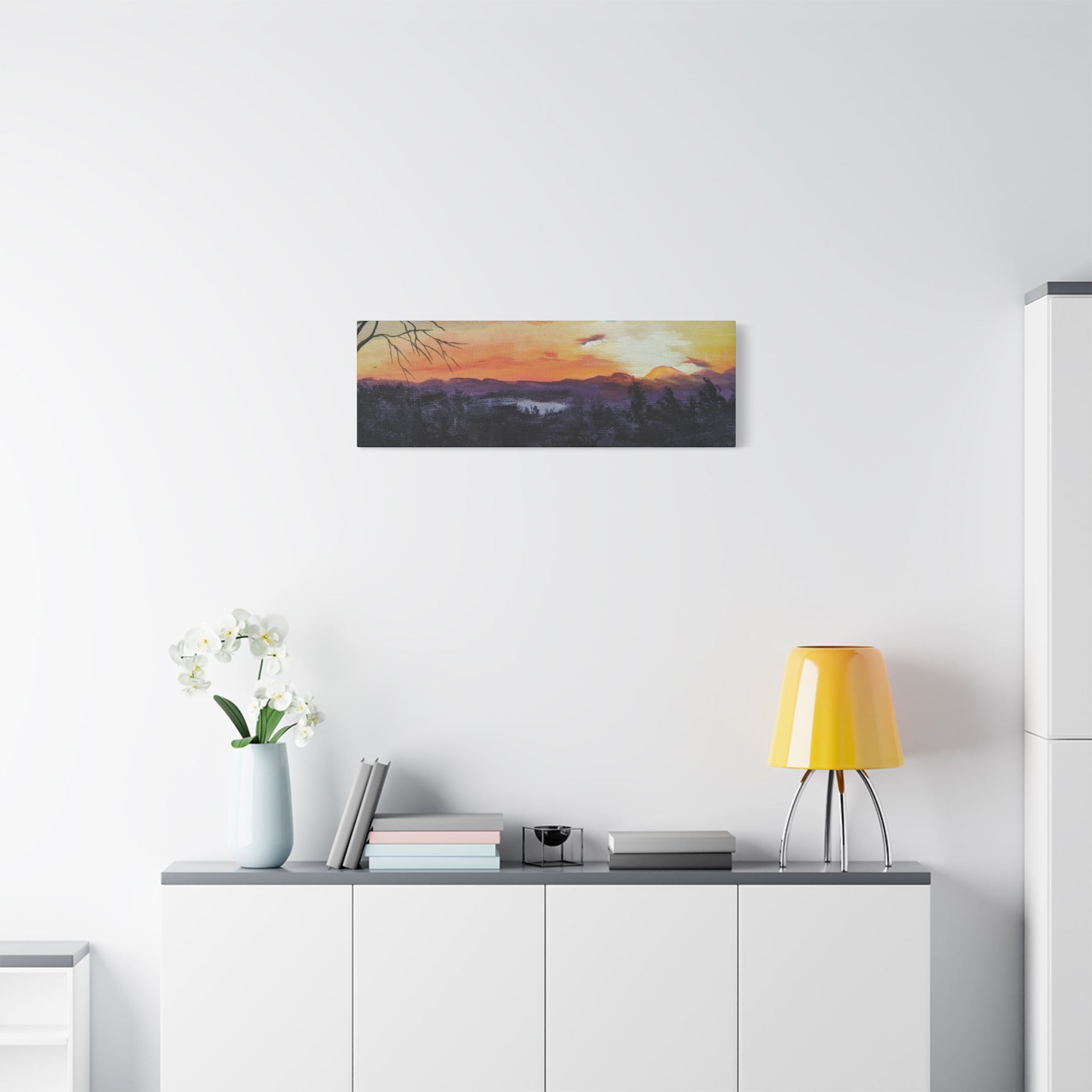 EVENING IN THE SHANDOAH VALLY - Sunset Winter Landscape Canvas Print — Matte Stretched Wall Art