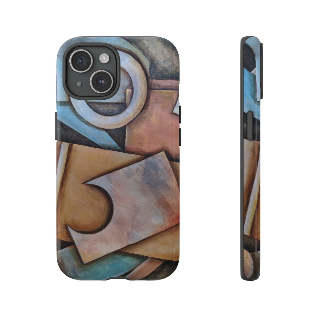 Abstract Geometric Tough Phone Case – Modern Cubist Art Protection