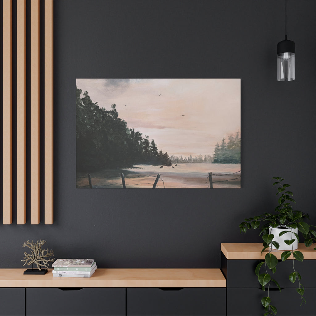 EARLY MORNING IN MONTANA -  Landscape Matte Canvas Print — Serene Forest Wall Art