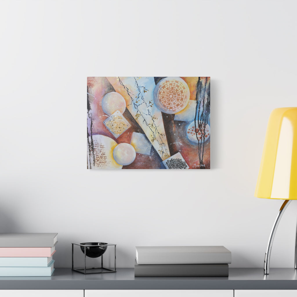 GOLDEN CARTOGRAPHY OF THE FIRE MERIDIAN - Abstract Geometric Canvas Art – Modern Stretched Matte Wall Decor
