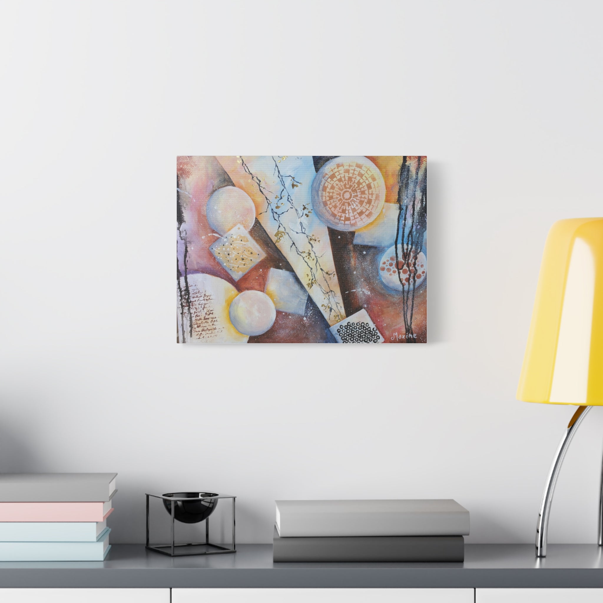 GOLDEN CARTOGRAPHY OF THE FIRE MERIDIAN - Abstract Geometric Canvas Art – Modern Stretched Matte Wall Decor