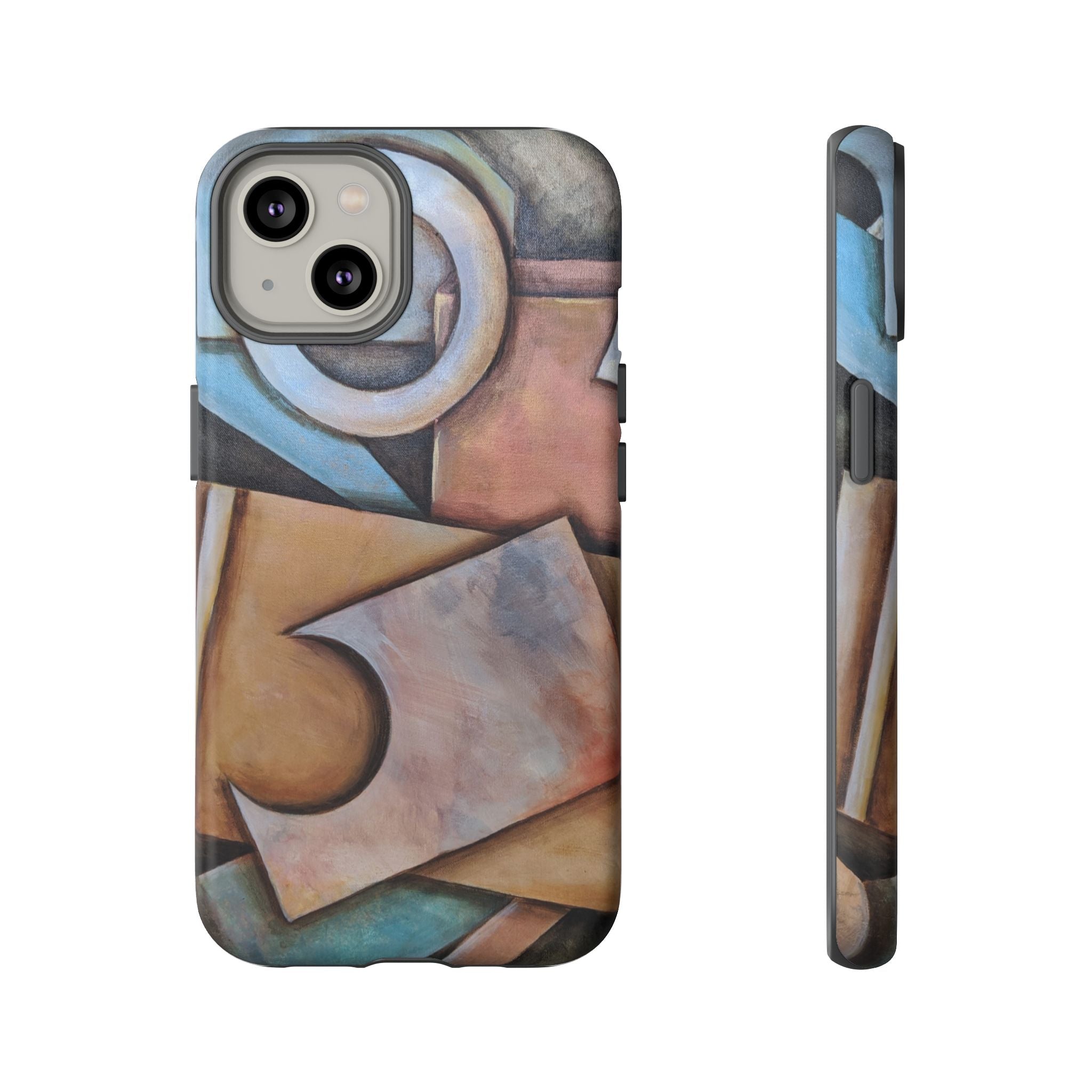 Abstract Geometric Tough Phone Case – Modern Cubist Art Protection