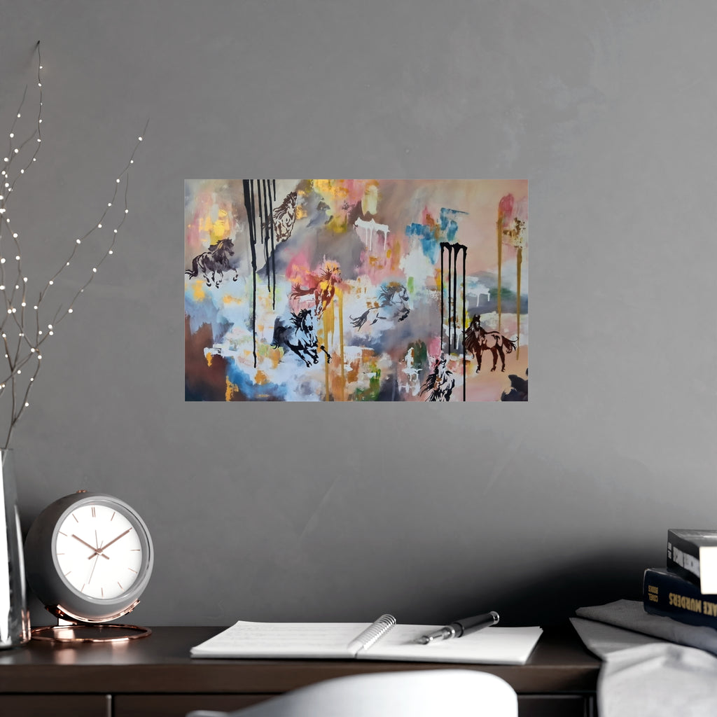 GUARDIAN OF THE QUIET PLAINS -Abstract Horse Art Poster — Matte Horizontal/Vertical Wall Print