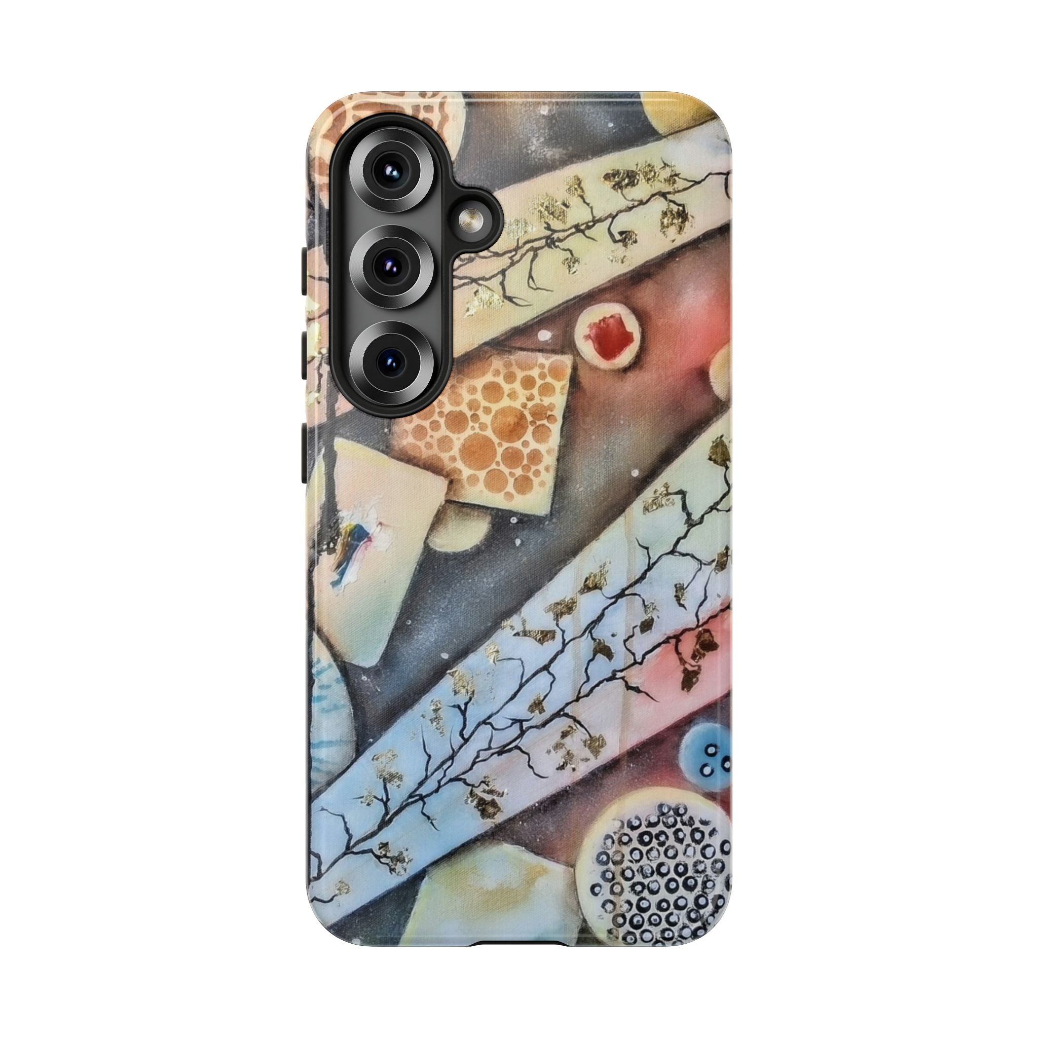GOLDEN CARTOGRAPHY OF THE UNSEEN - Artistic Botanical Phone Case – Watercolor Nature Pattern Tough Case