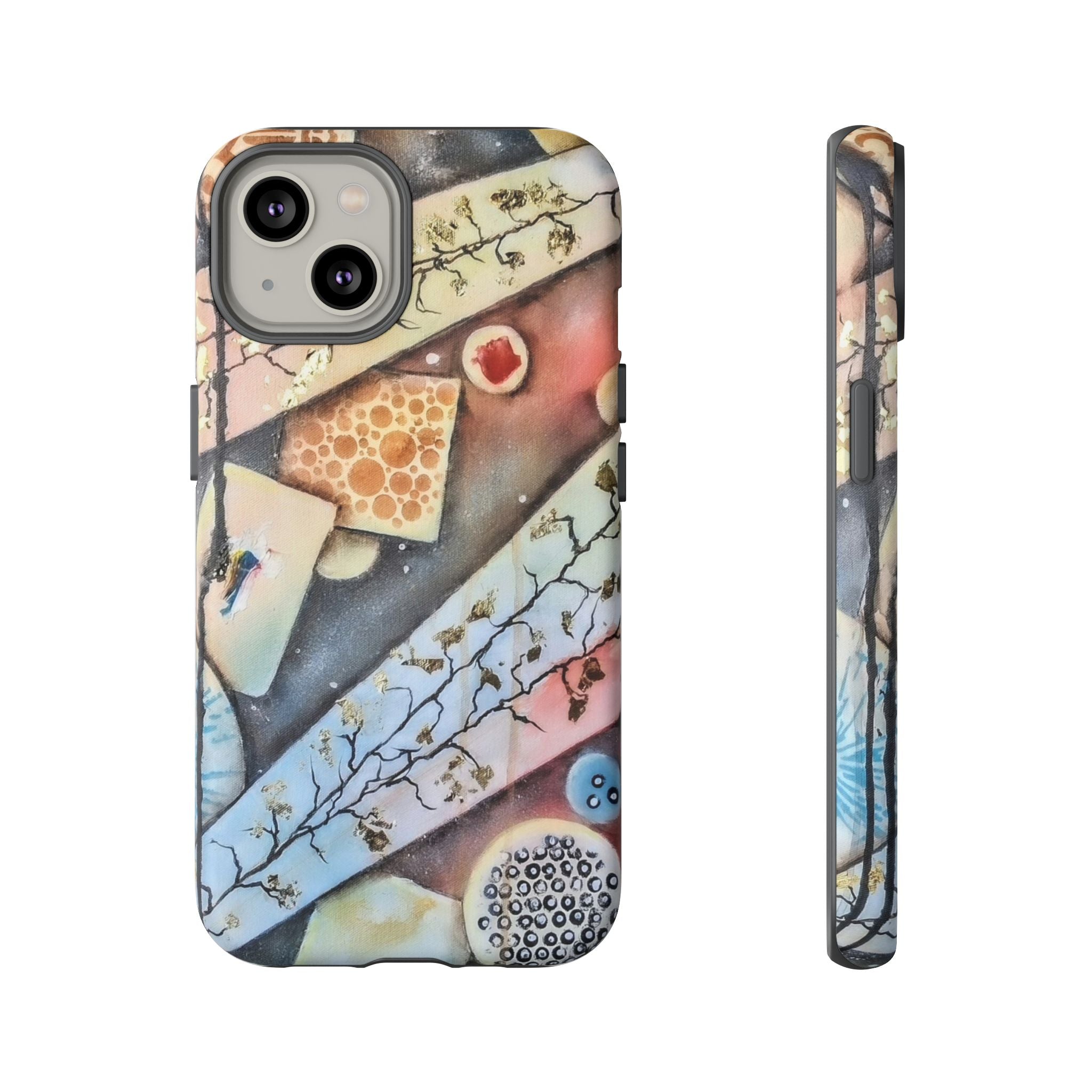 GOLDEN CARTOGRAPHY OF THE UNSEEN - Artistic Botanical Phone Case – Watercolor Nature Pattern Tough Case