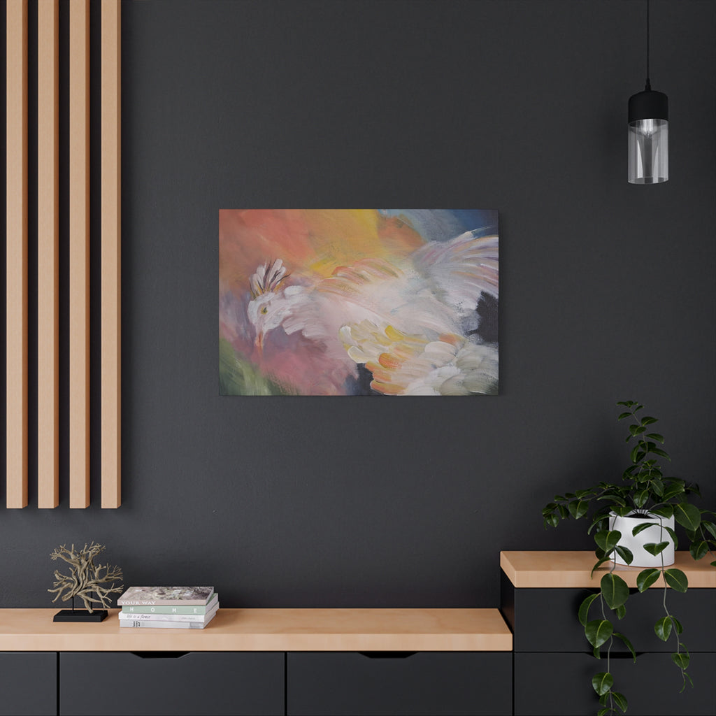 RISE OF THE RADIENT HEN - Art Canvas Print — Soft Pastel Bird Wall Art, Matte Stretched 1.25"