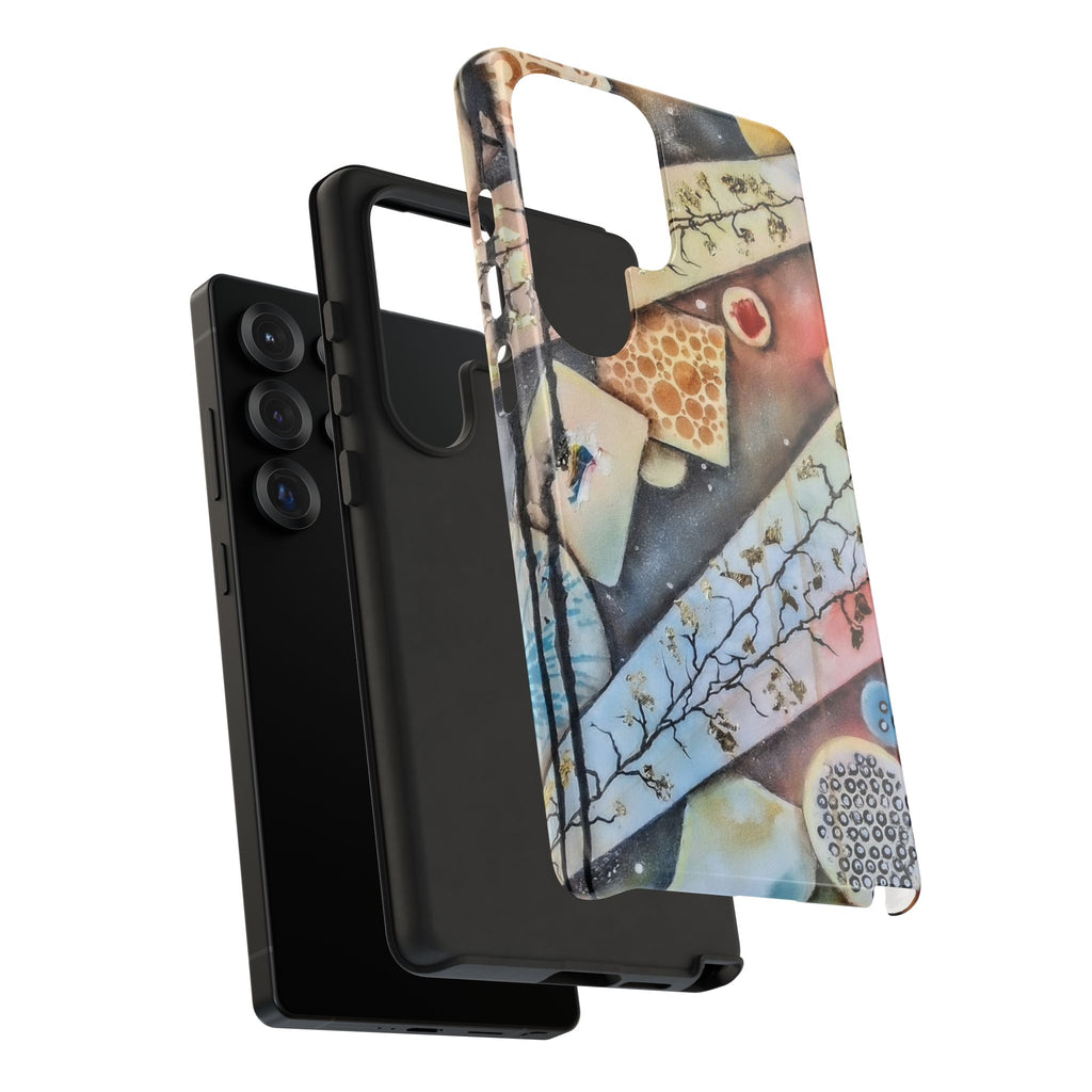 GOLDEN CARTOGRAPHY OF THE UNSEEN - Artistic Botanical Phone Case – Watercolor Nature Pattern Tough Case