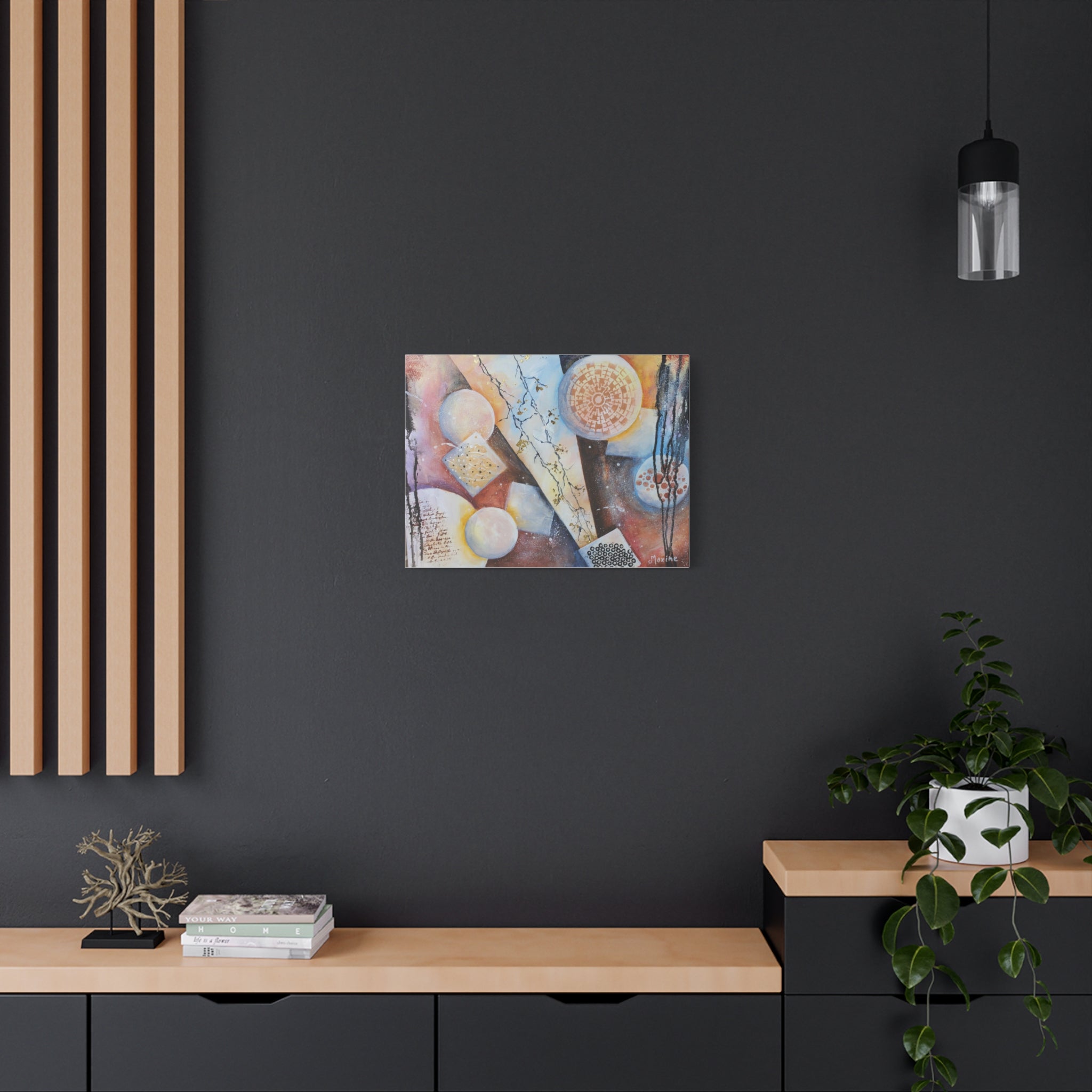 GOLDEN CARTOGRAPHY OF THE FIRE MERIDIAN - Abstract Geometric Canvas Art – Modern Stretched Matte Wall Decor