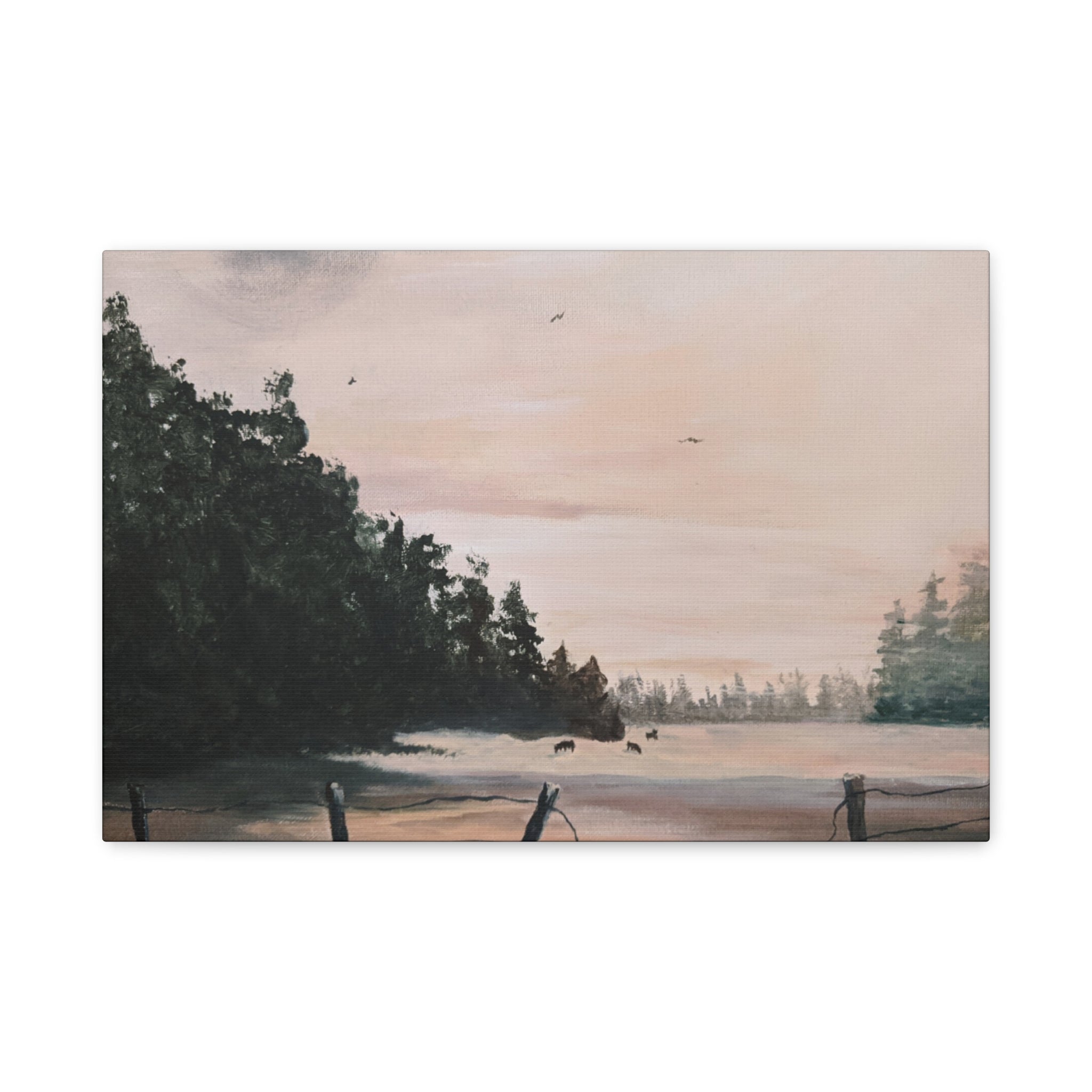 EARLY MORNING IN MONTANA -  Landscape Matte Canvas Print — Serene Forest Wall Art