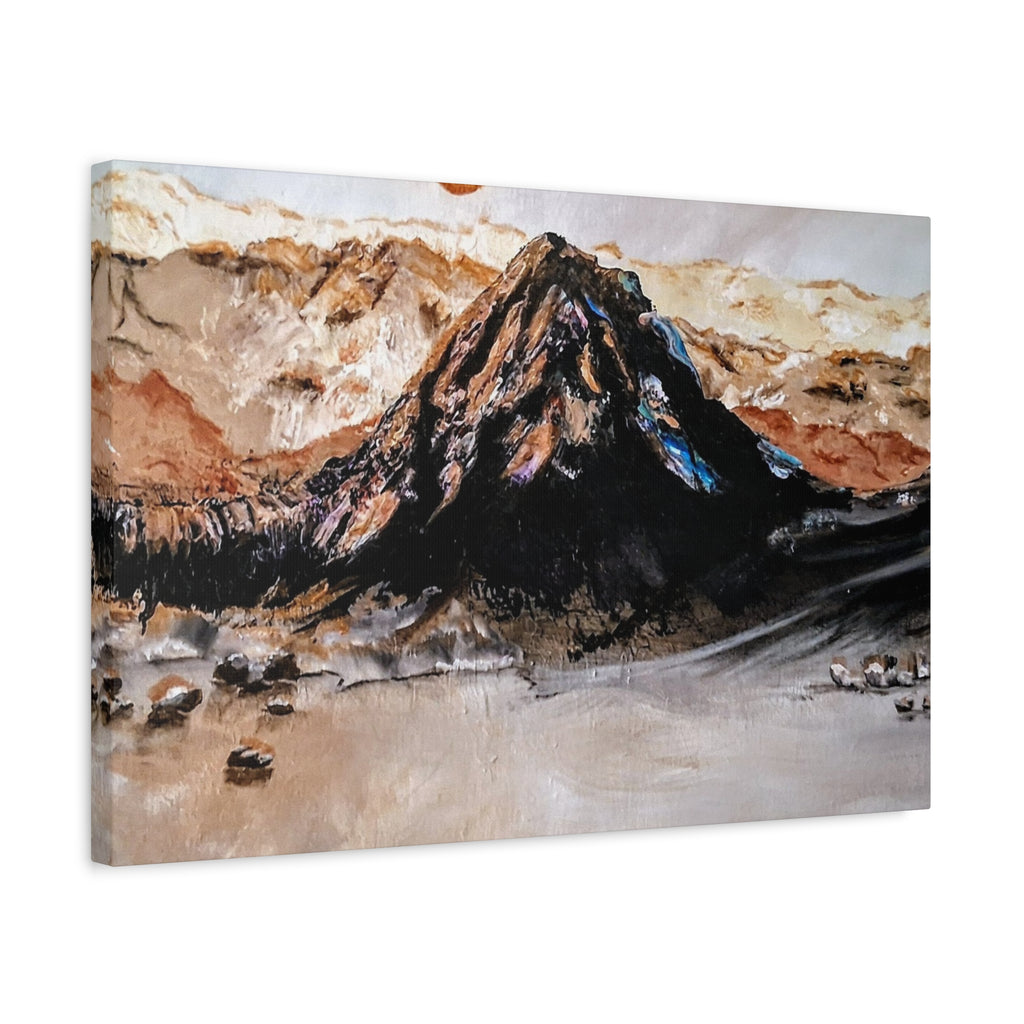 MOON OVER THE MOUNTAINS - Abstract Mountain Landscape Canvas Print — Matte Stretched Wall Art