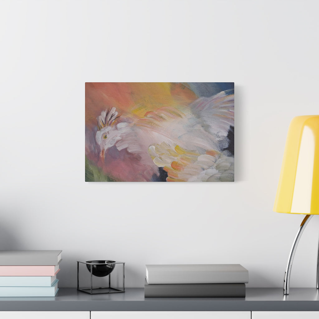 RISE OF THE RADIENT HEN - Art Canvas Print — Soft Pastel Bird Wall Art, Matte Stretched 1.25"