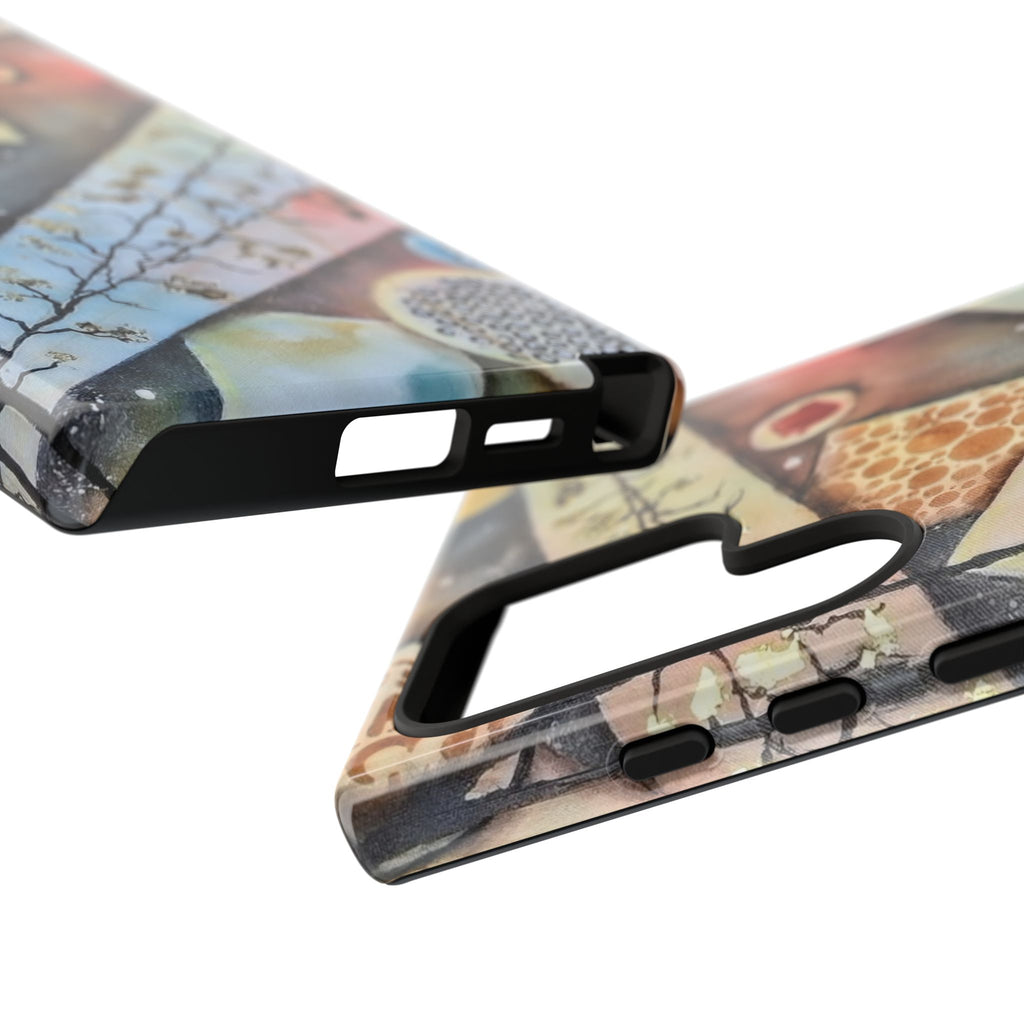 GOLDEN CARTOGRAPHY OF THE UNSEEN - Artistic Botanical Phone Case – Watercolor Nature Pattern Tough Case
