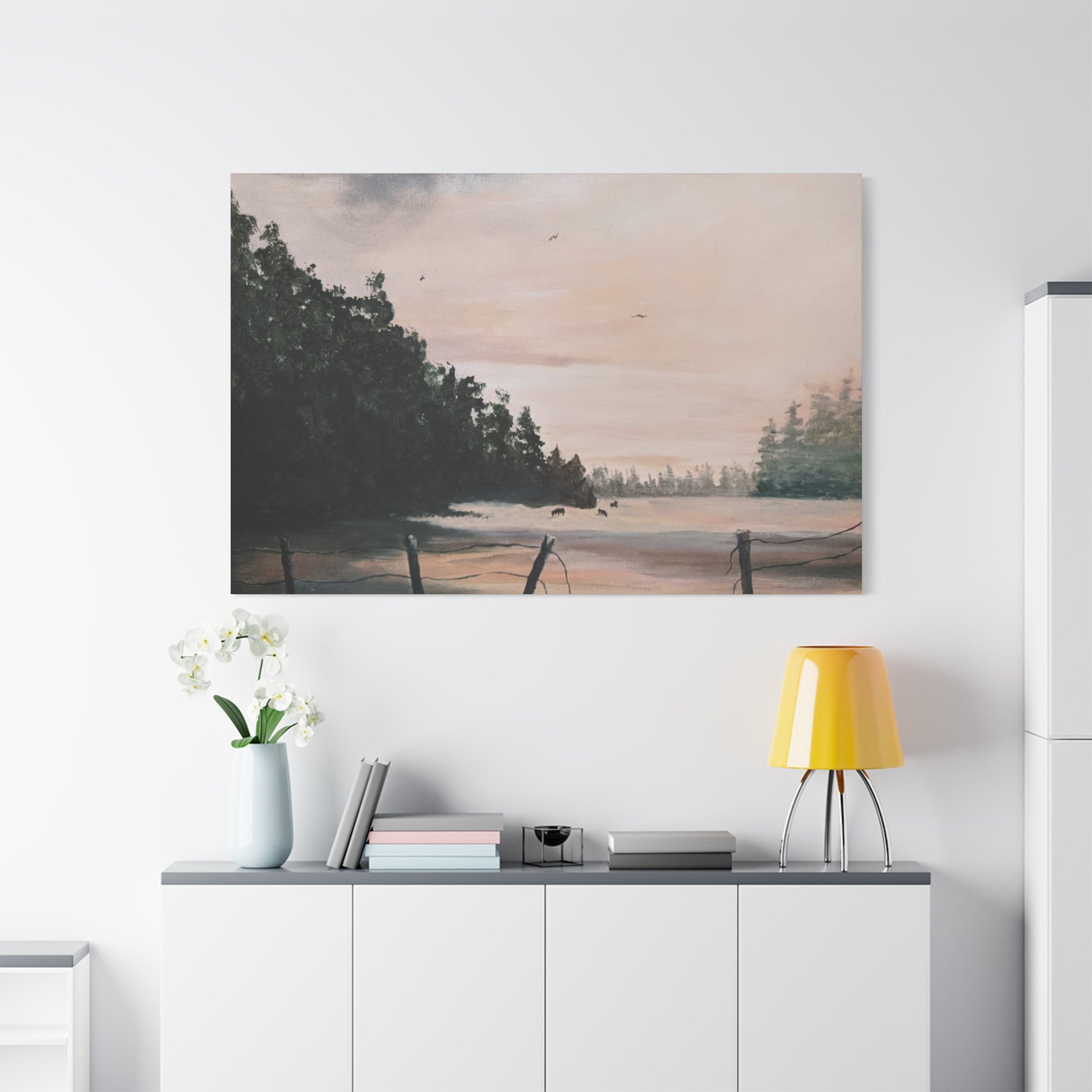 EARLY MORNING IN MONTANA -  Landscape Matte Canvas Print — Serene Forest Wall Art
