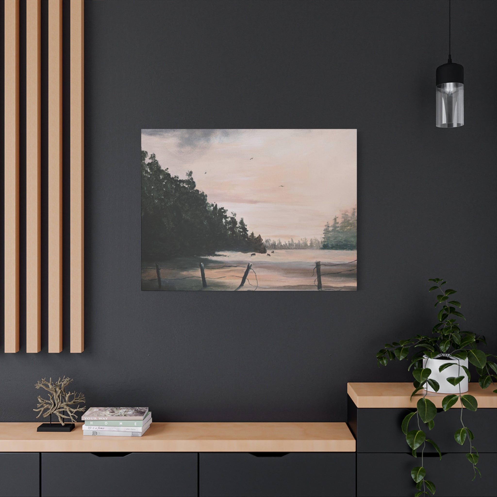 EARLY MORNING IN MONTANA -  Landscape Matte Canvas Print — Serene Forest Wall Art