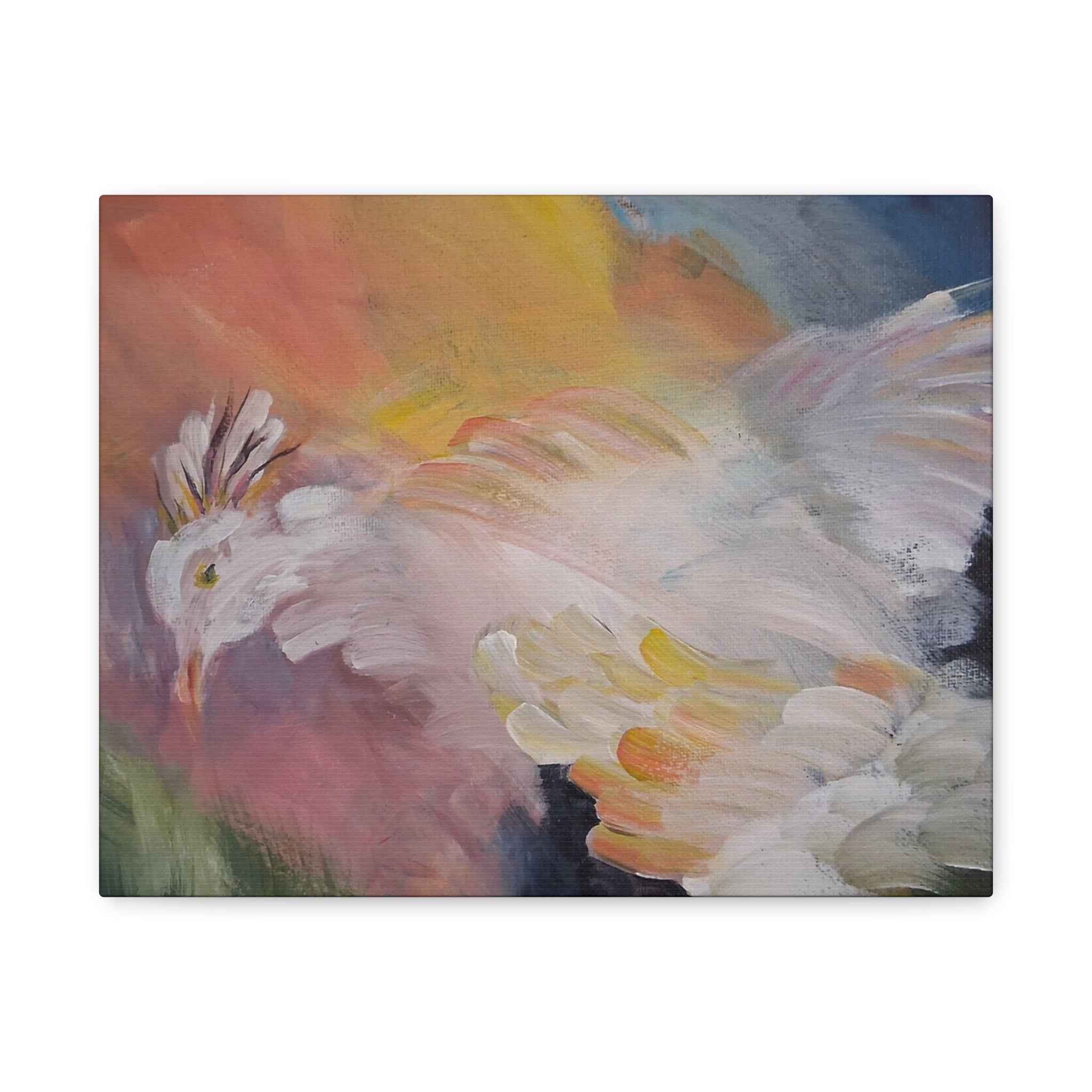 RISE OF THE RADIENT HEN - Art Canvas Print — Soft Pastel Bird Wall Art, Matte Stretched 1.25"