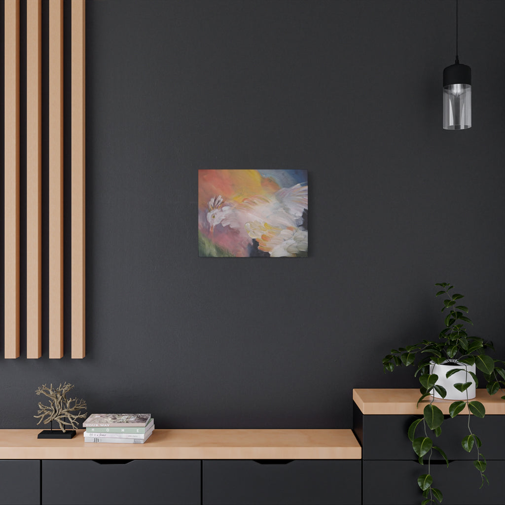 RISE OF THE RADIENT HEN - Art Canvas Print — Soft Pastel Bird Wall Art, Matte Stretched 1.25"