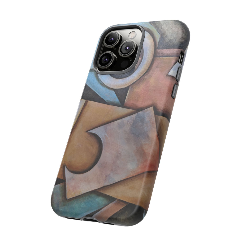 Abstract Geometric Tough Phone Case – Modern Cubist Art Protection