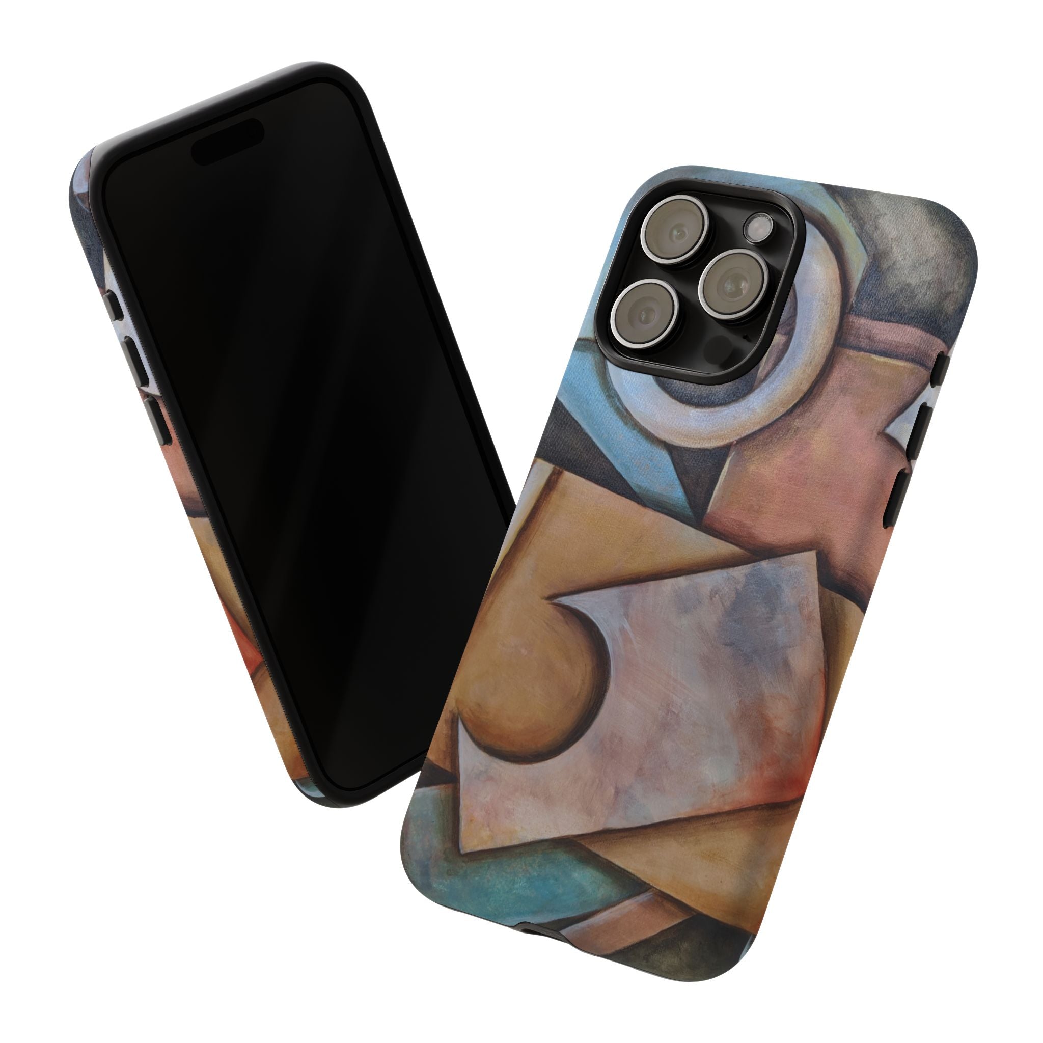 Abstract Geometric Tough Phone Case – Modern Cubist Art Protection
