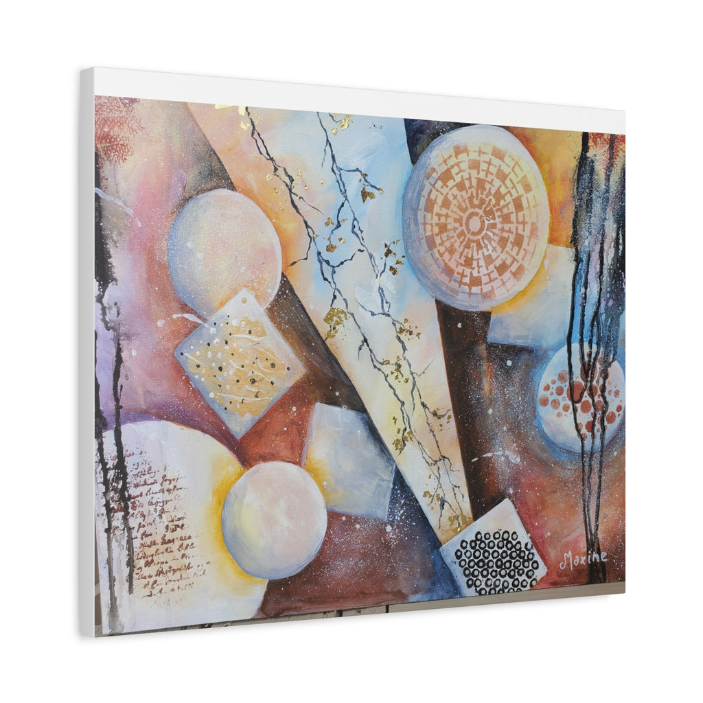 GOLDEN CARTOGRAPHY OF THE FIRE MERIDIAN - Abstract Geometric Canvas Art – Modern Stretched Matte Wall Decor