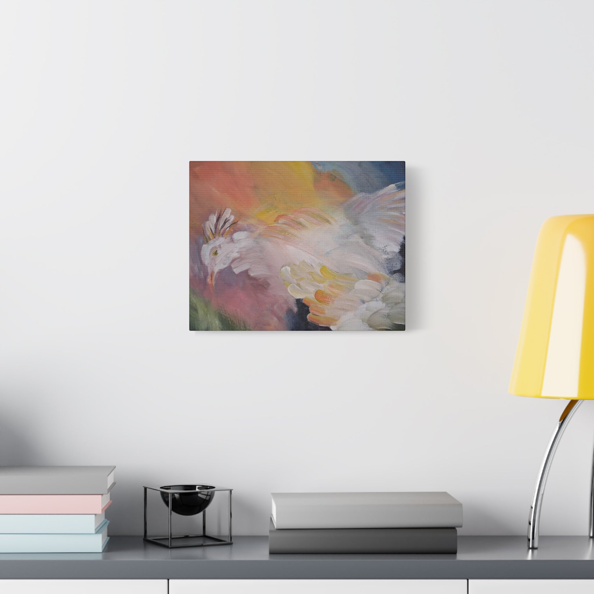 RISE OF THE RADIENT HEN - Art Canvas Print — Soft Pastel Bird Wall Art, Matte Stretched 1.25"