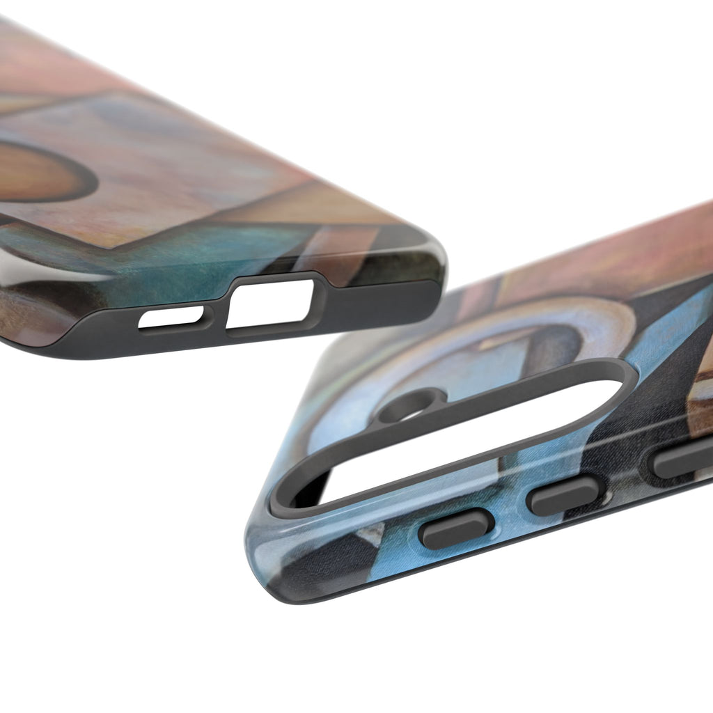 Abstract Geometric Tough Phone Case – Modern Cubist Art Protection