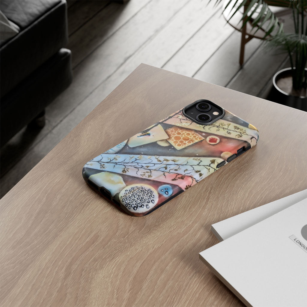 GOLDEN CARTOGRAPHY OF THE UNSEEN - Artistic Botanical Phone Case – Watercolor Nature Pattern Tough Case