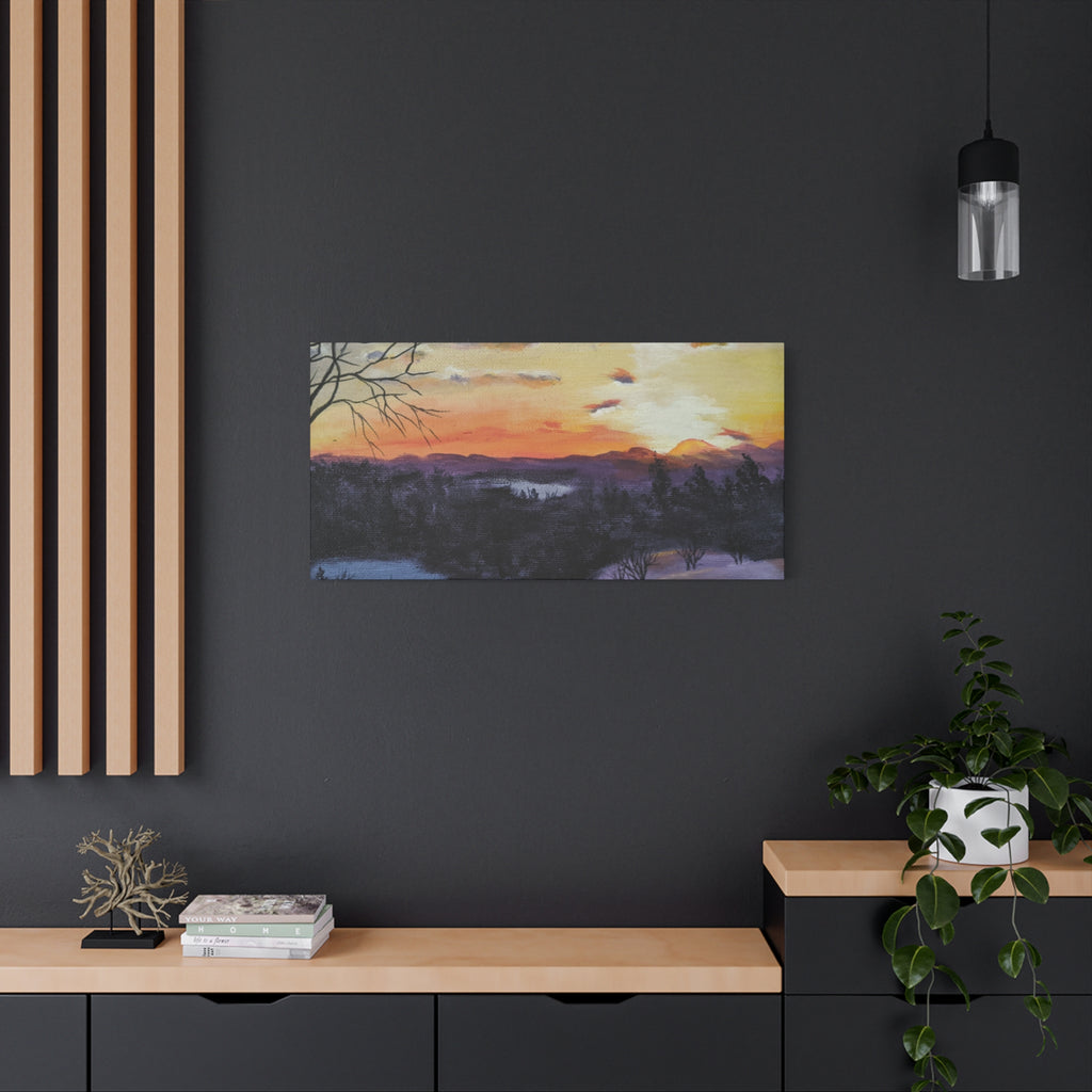 EVENING IN THE SHANDOAH VALLY - Sunset Winter Landscape Canvas Print — Matte Stretched Wall Art