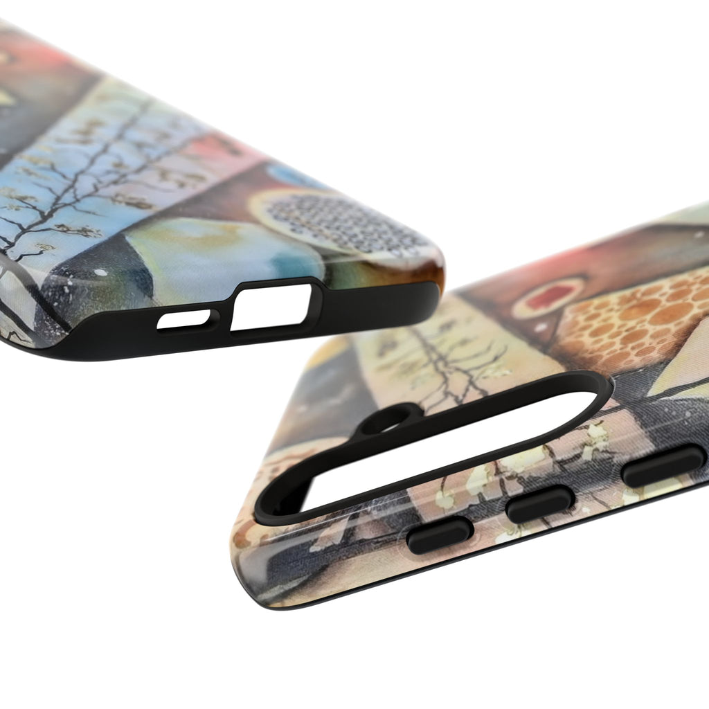 GOLDEN CARTOGRAPHY OF THE UNSEEN - Artistic Botanical Phone Case – Watercolor Nature Pattern Tough Case