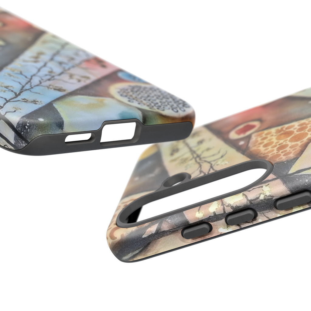 GOLDEN CARTOGRAPHY OF THE UNSEEN - Artistic Botanical Phone Case – Watercolor Nature Pattern Tough Case