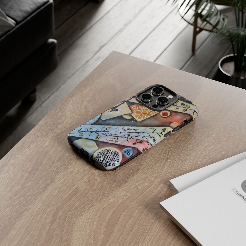 GOLDEN CARTOGRAPHY OF THE UNSEEN - Artistic Botanical Phone Case – Watercolor Nature Pattern Tough Case