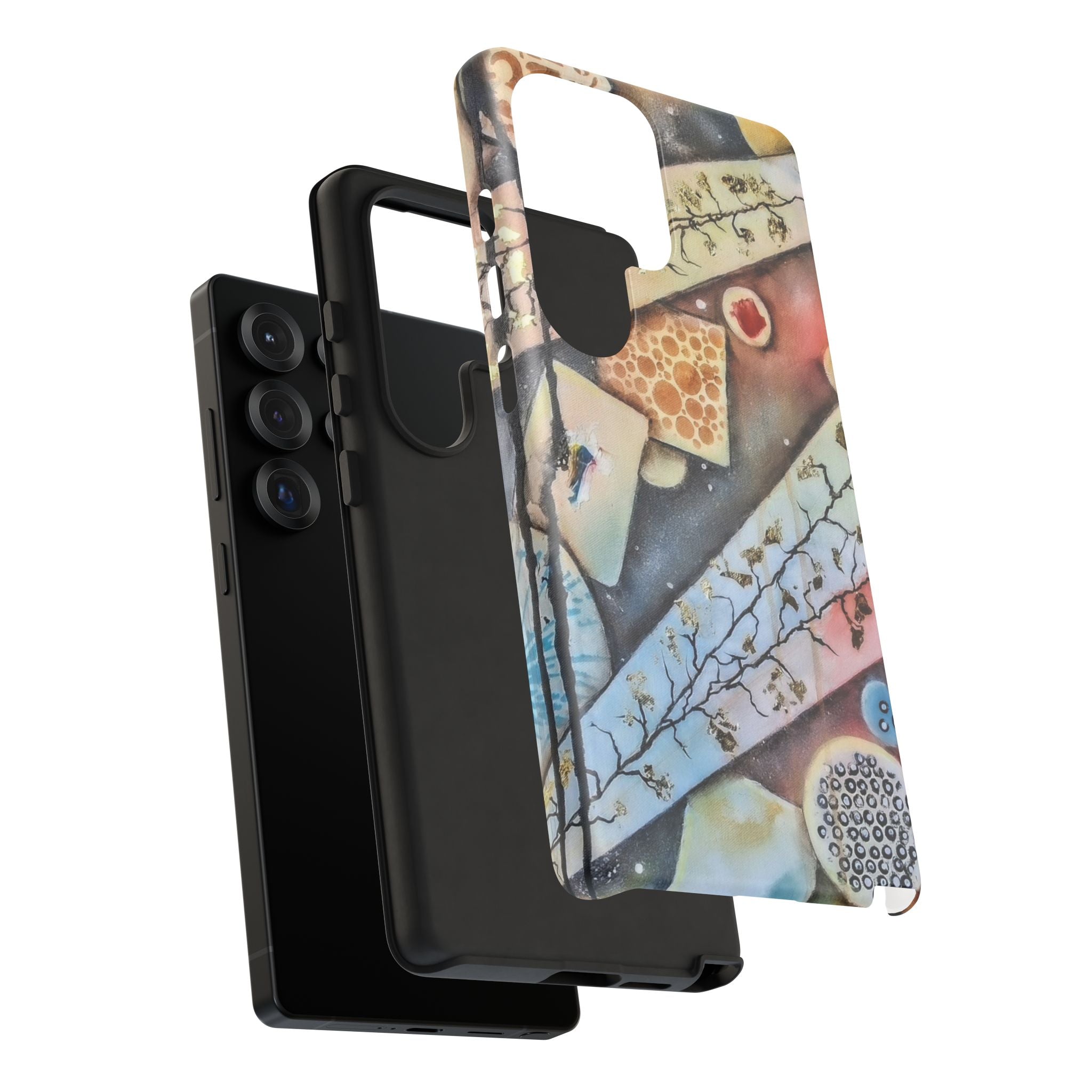 GOLDEN CARTOGRAPHY OF THE UNSEEN - Artistic Botanical Phone Case – Watercolor Nature Pattern Tough Case