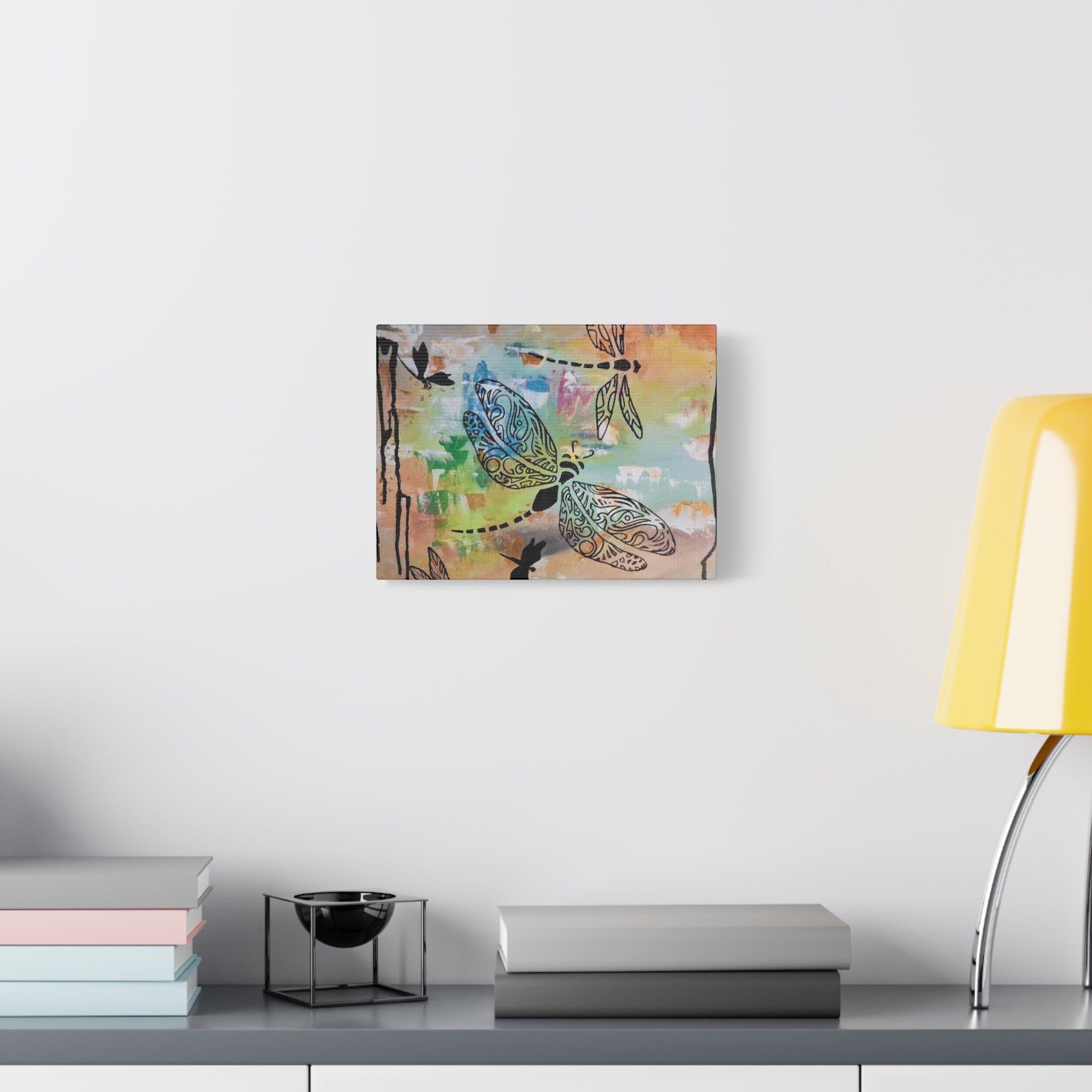 Dragonfly Wall Art Canvas — Colorful Boho Stretched Canvas Print