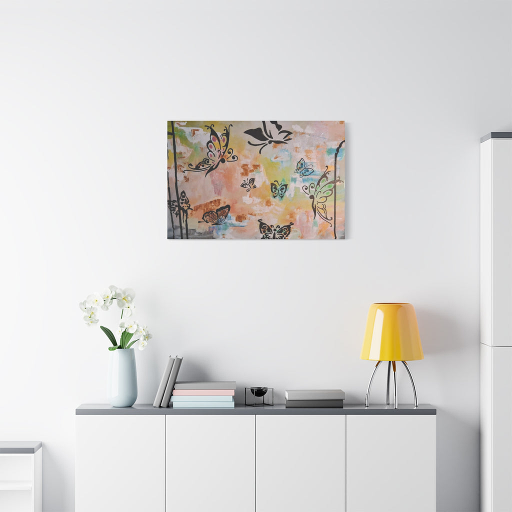 GUARDIANS OF THE FLOWERS - Butterfly Abstract Matte Canvas Wall Art – Stretched 1.25"Deep