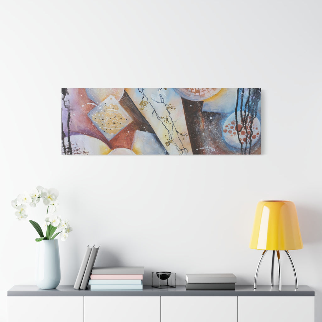 GOLDEN CARTOGRAPHY OF THE FIRE MERIDIAN - Abstract Geometric Canvas Art – Modern Stretched Matte Wall Decor