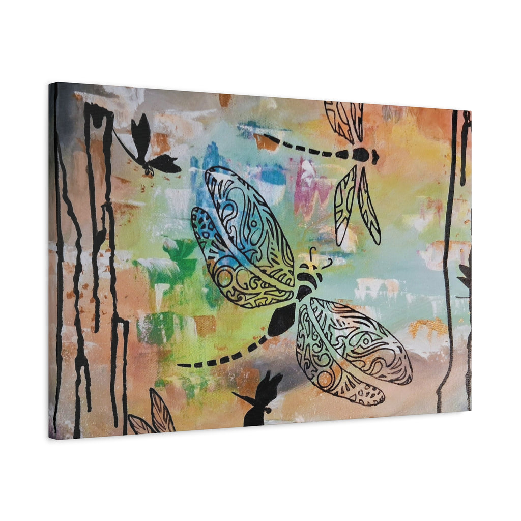 Dragonfly Wall Art Canvas — Colorful Boho Stretched Canvas Print