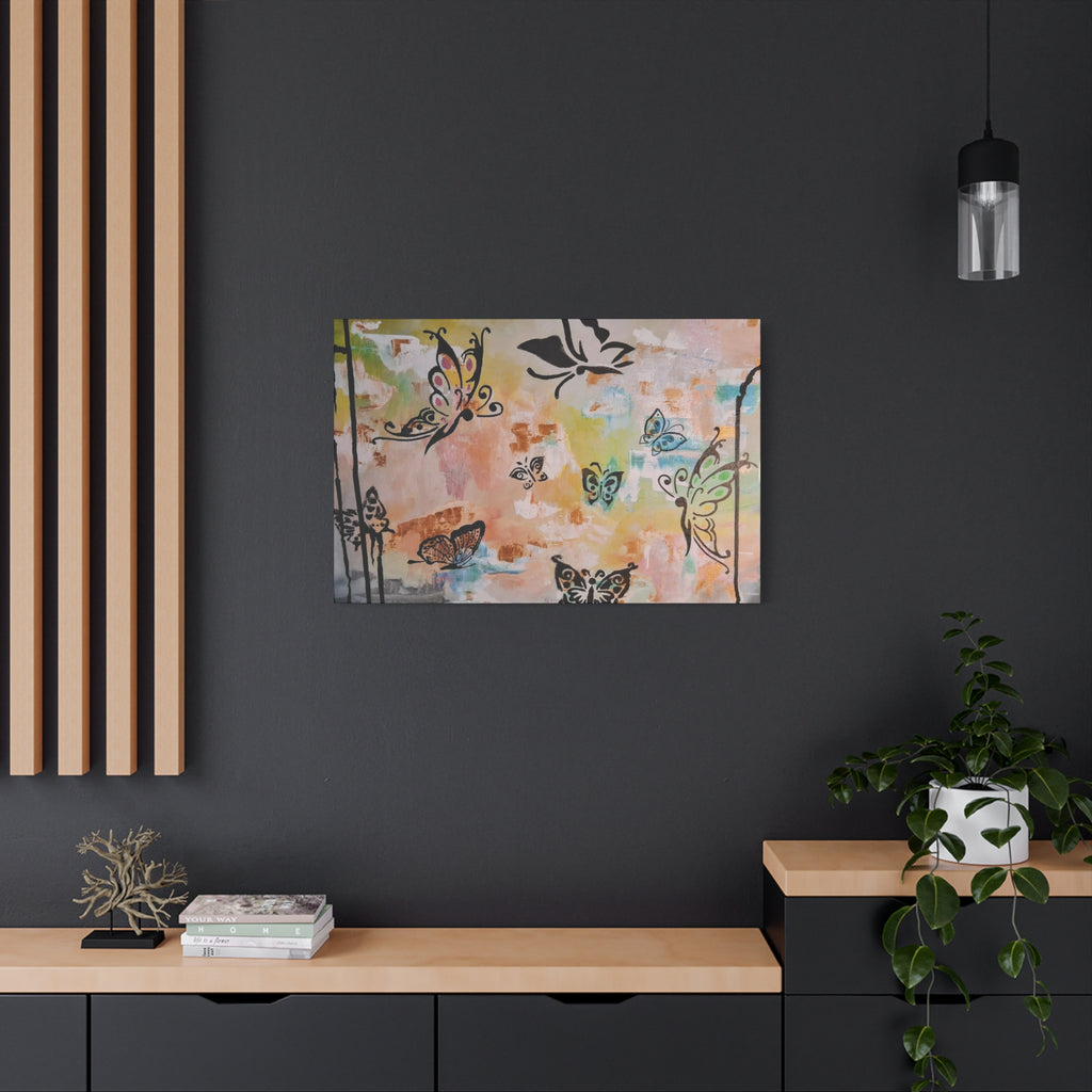 GUARDIANS OF THE FLOWERS - Butterfly Abstract Matte Canvas Wall Art – Stretched 1.25"Deep